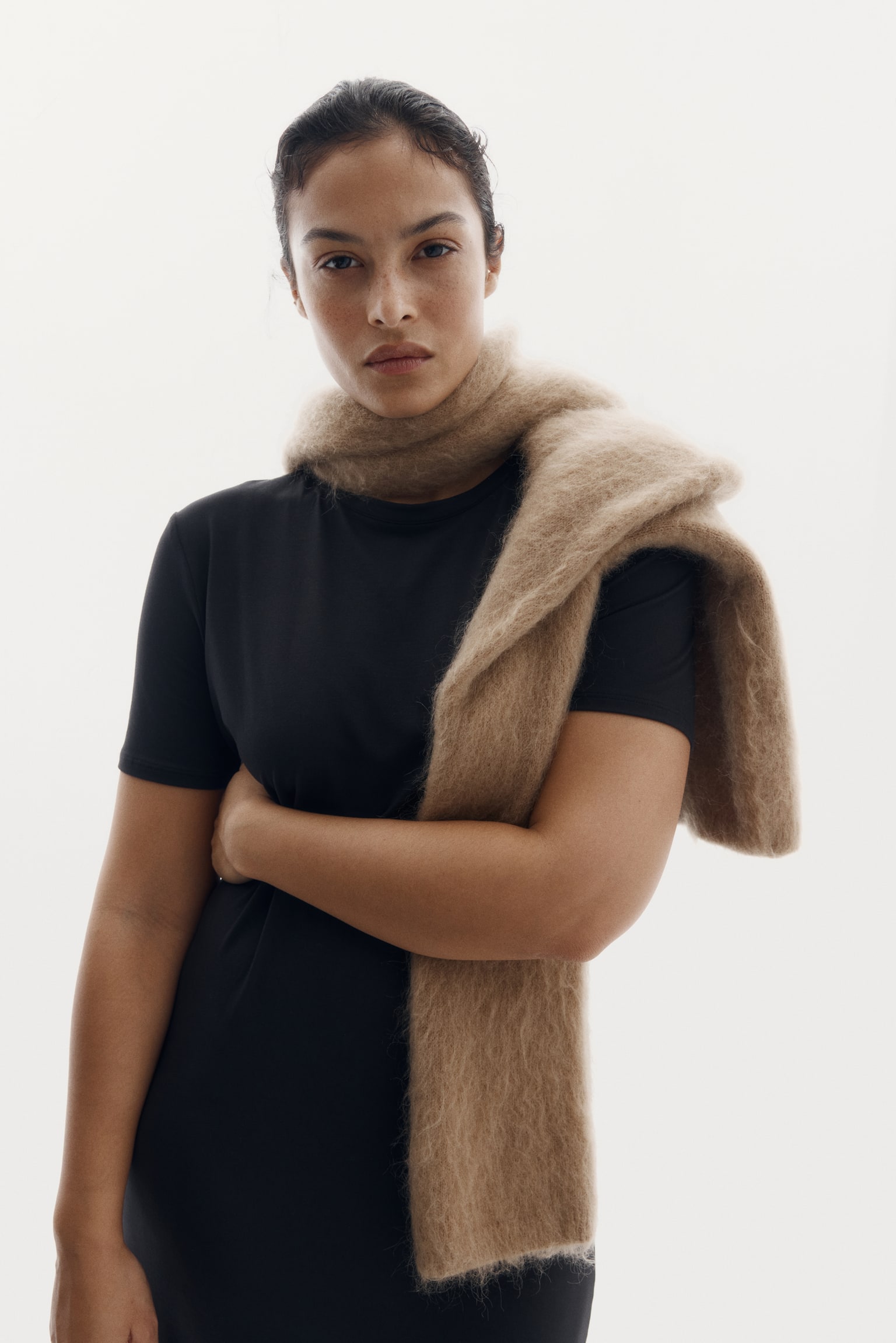 Довга сукня-футболка - Чорний/Бордовий - 5