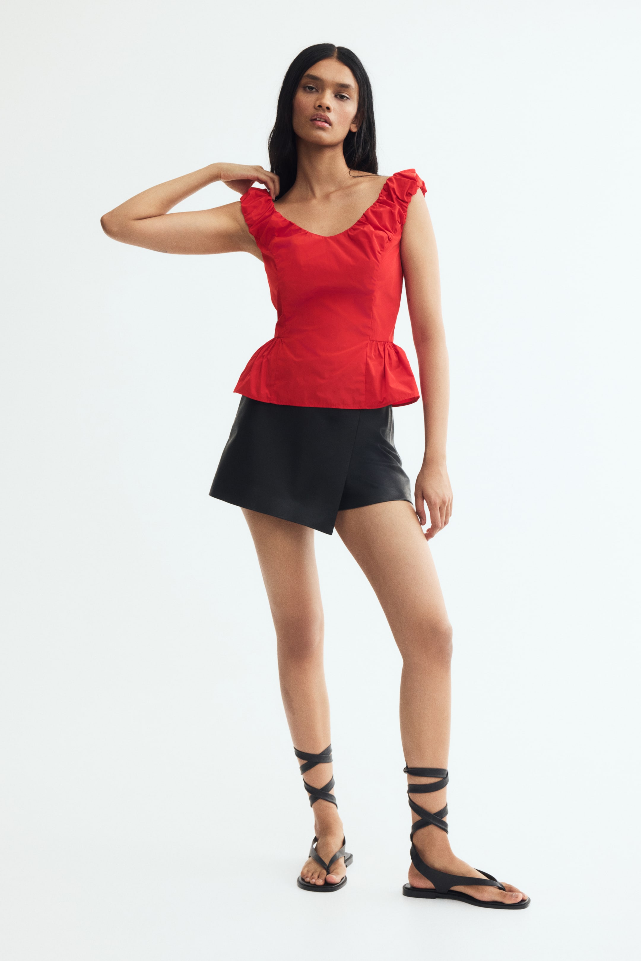 View larger image: Ruched peplum top - Red - Ladies | H&M 1