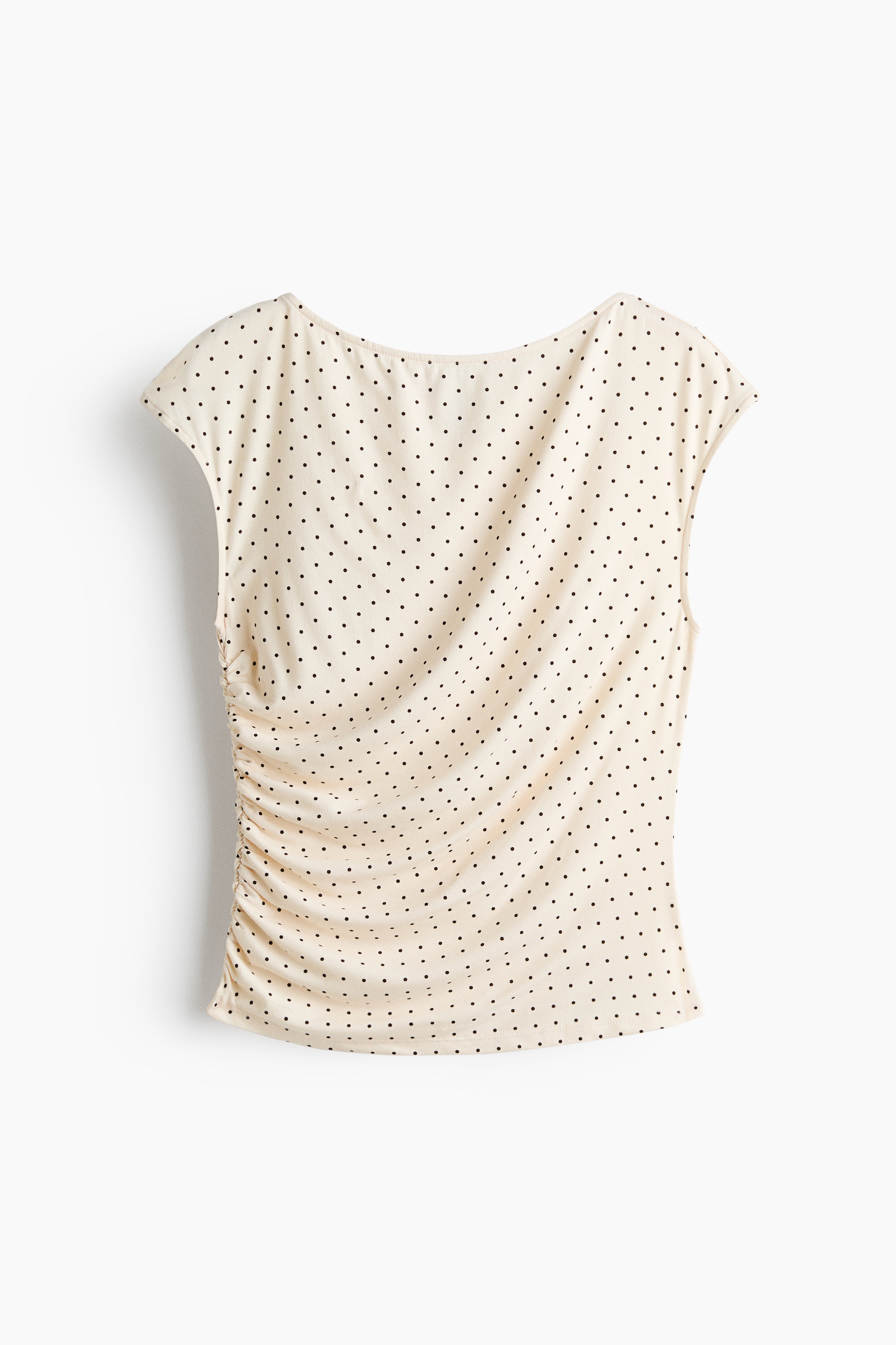 Draped cap-sleeved top - Cream/Polka dot/Dark brown/Polka dot/Light dusty blue/Dark brown/Cream/Khaki green