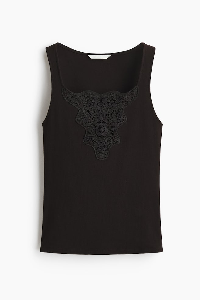 Lace-Detail Top - Black/Light blue/White - 1