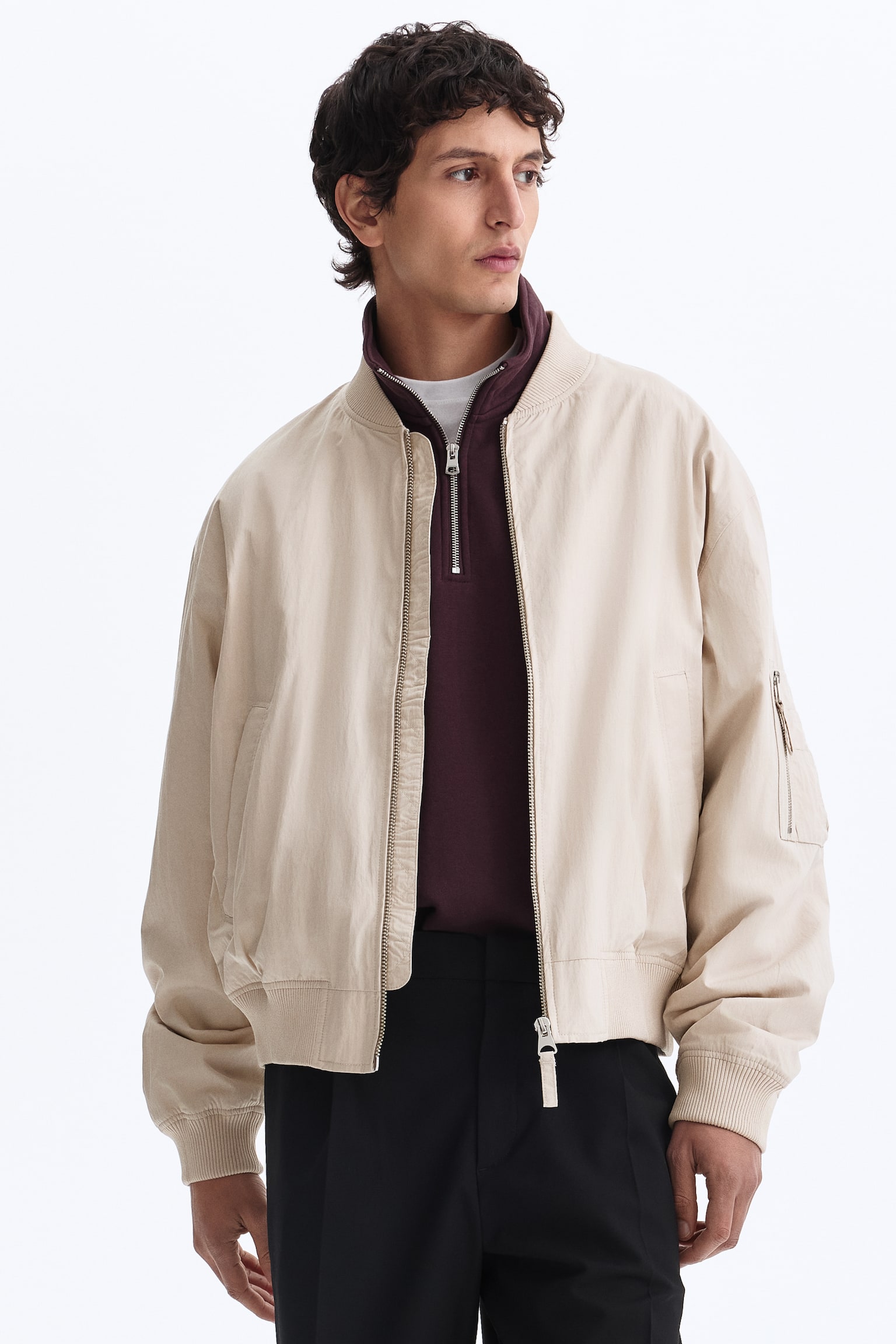 Bomber jacket - Light beige/Navy blue - 1