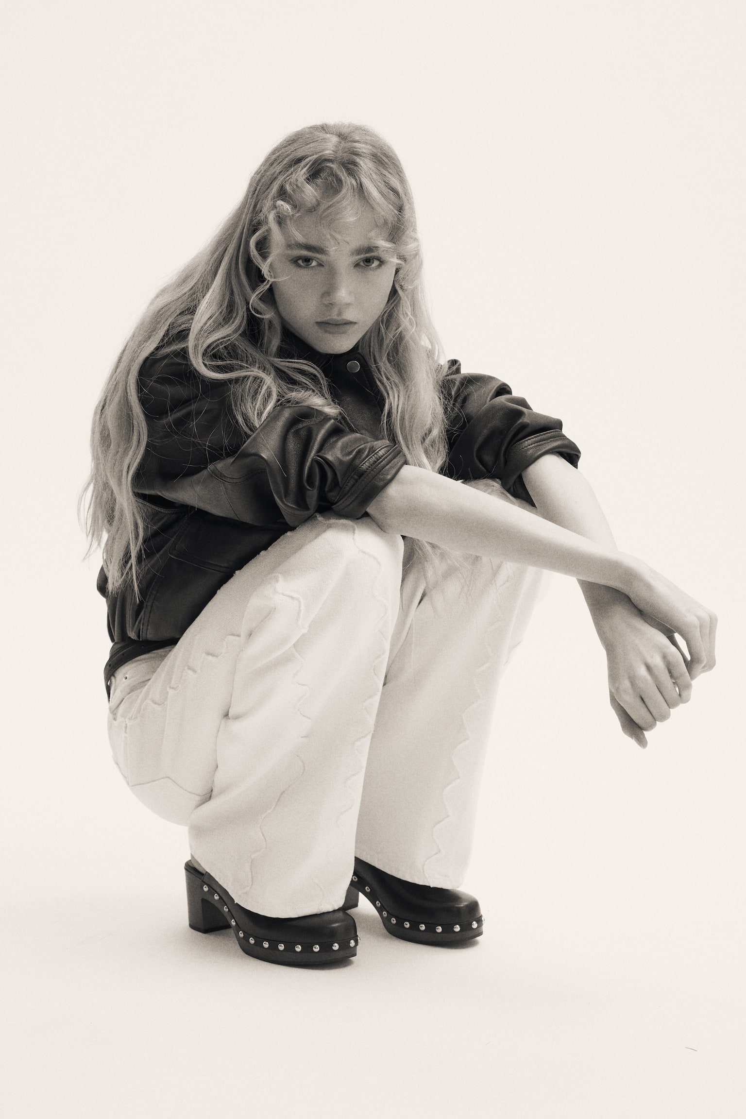 Flared Regular Waist Jeans - Crema/Azul denim claro - 1