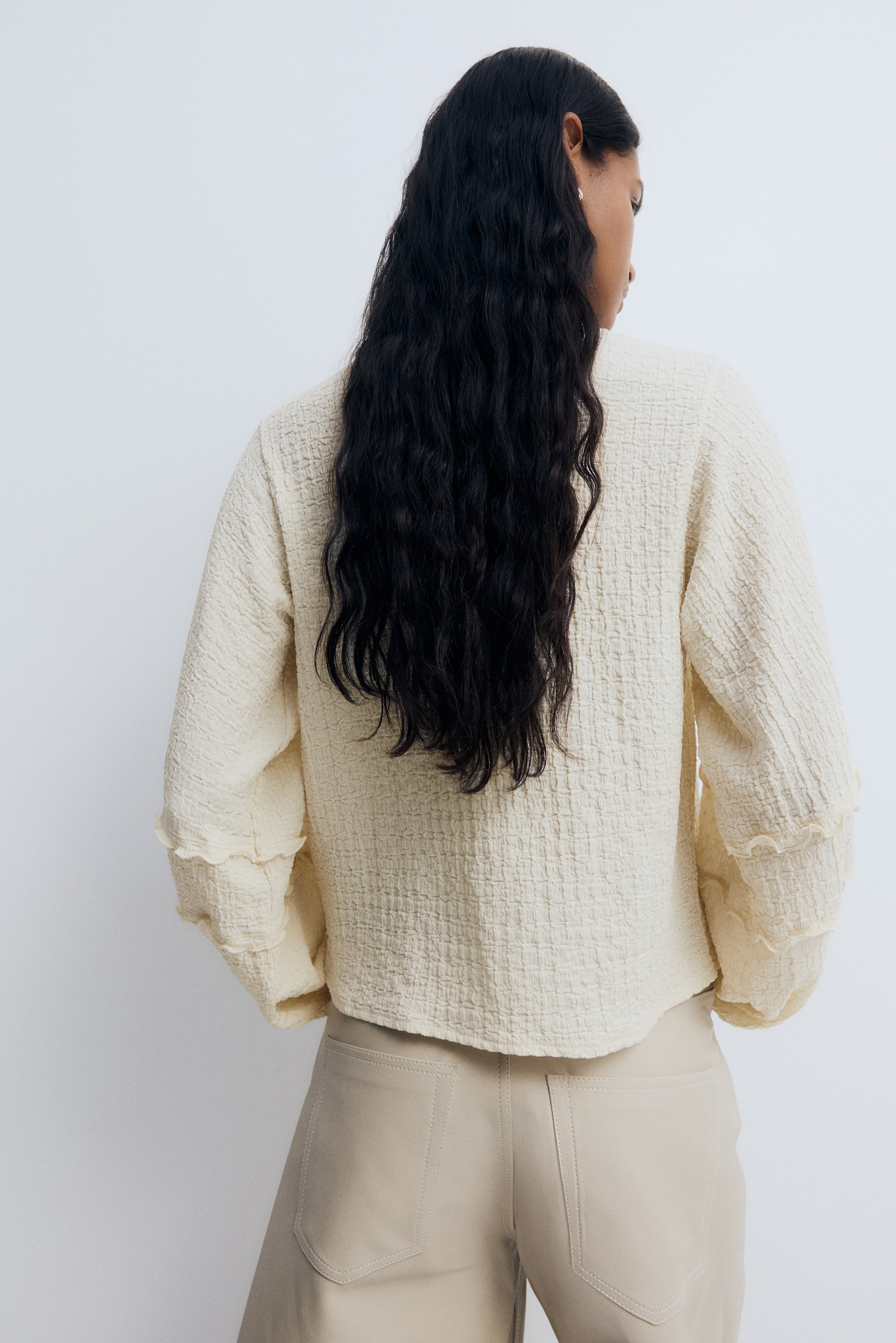 View larger image: Crinkled jersey blouse - Cream - Ladies | H&M 4