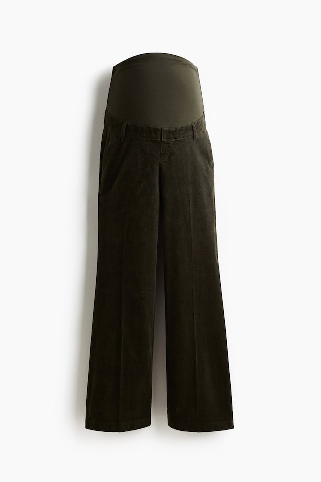 MAMA Pantaloni svasati in velluto a coste - Verde kaki - 1