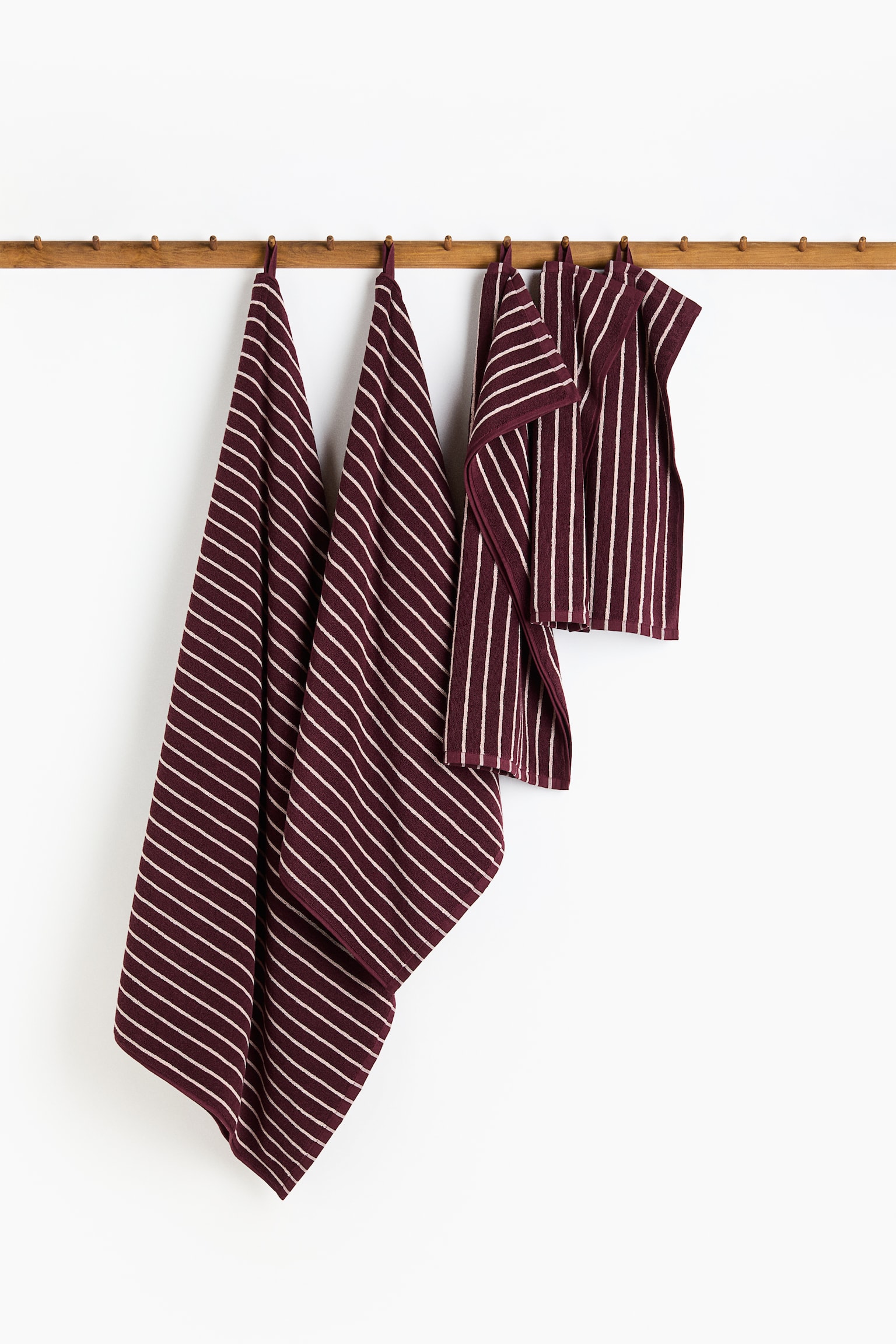 Striped Hand Towel - Burgundy/light pink striped/Light taupe/striped/Light gray/blue striped/White/dark beige striped