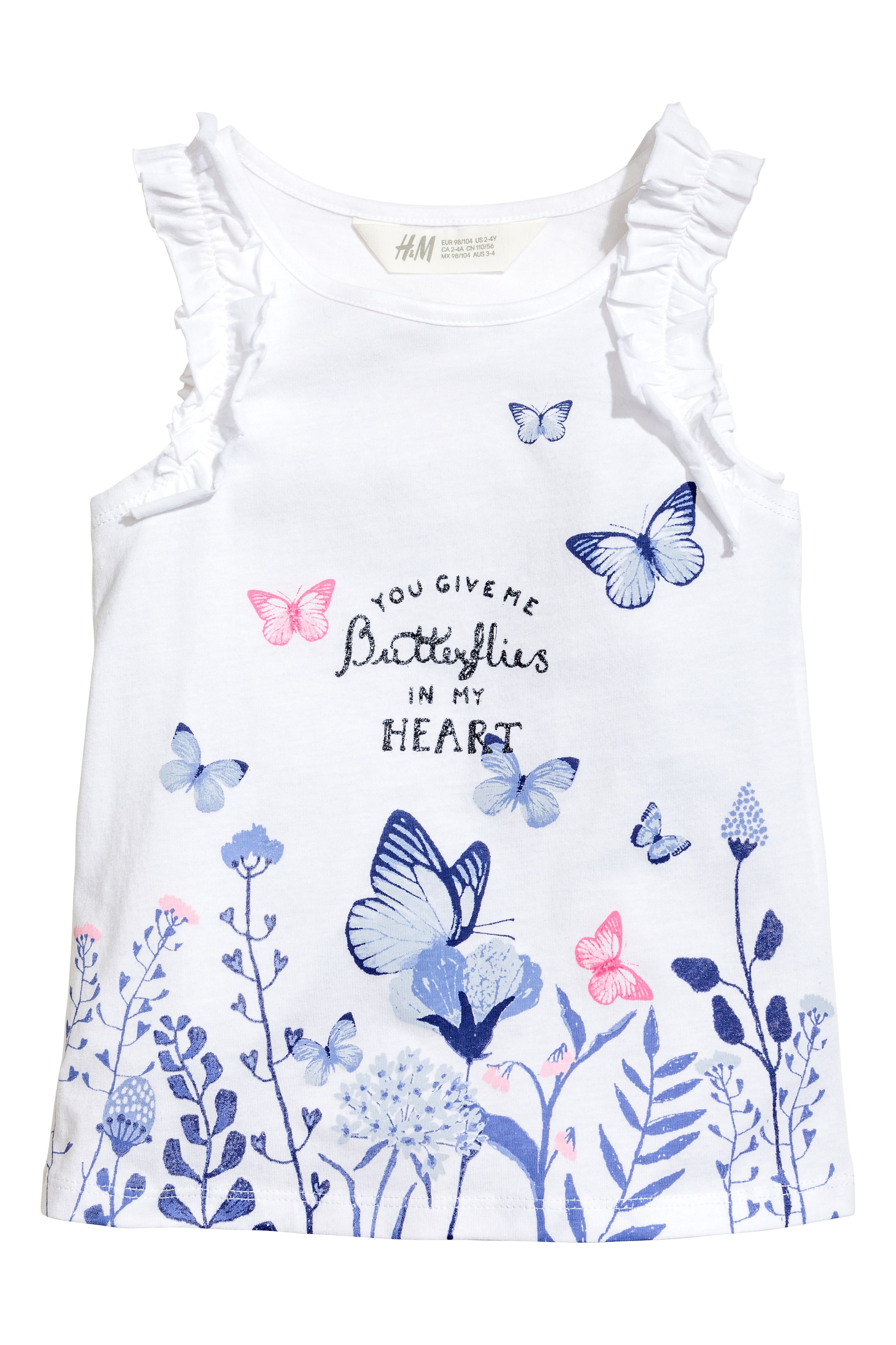 View larger image: Sleeveless top - White/Butterflies - Kids | H&M GB 1