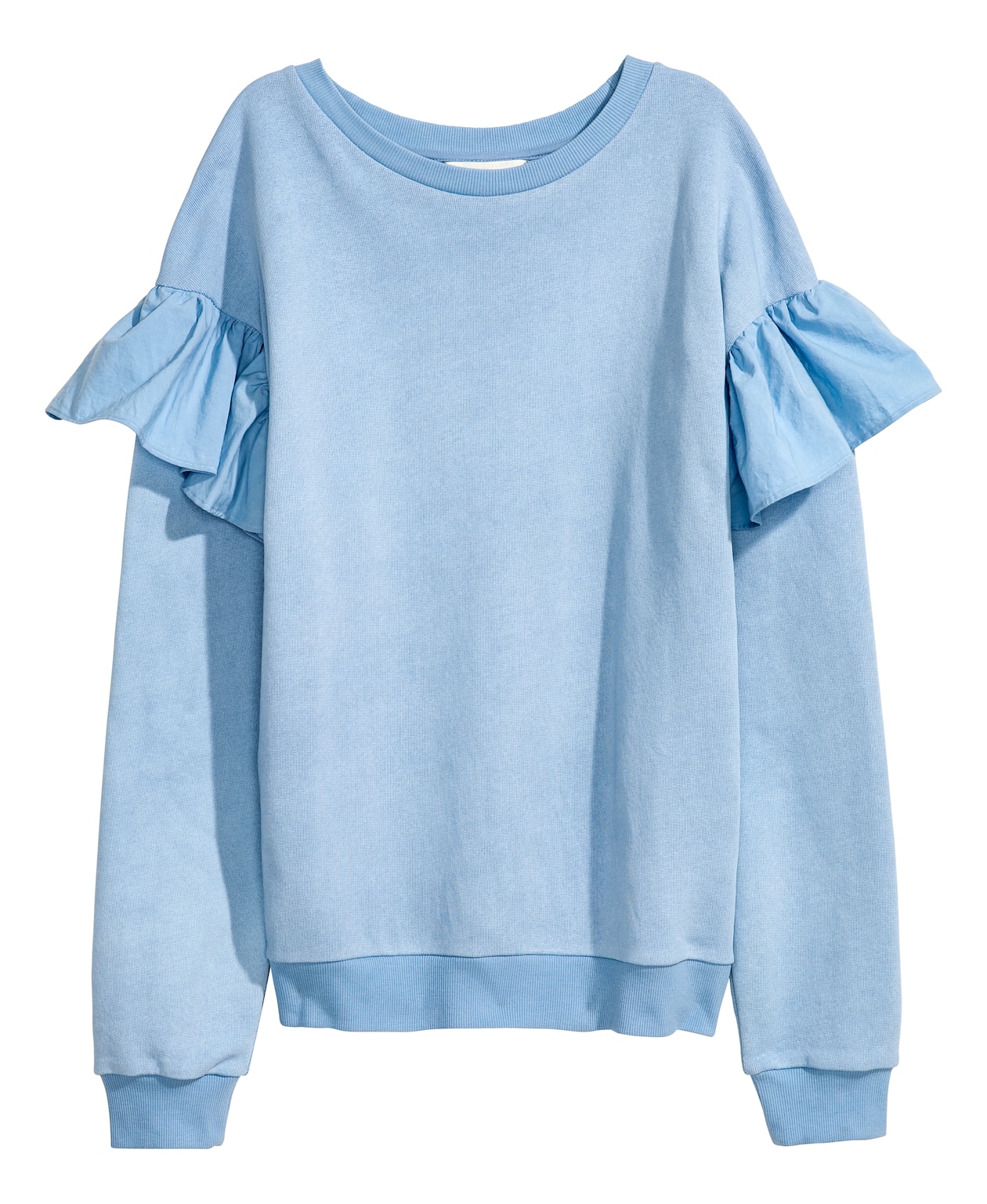 Sweatshirt with flounces - Long sleeve - Light blue - Ladies | H&M GB