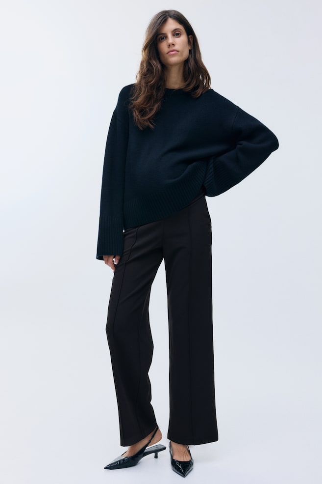 MAMA Pantaloni con piega davanti - Nero/Marrone scuro mélange/Grigio scuro - 2
