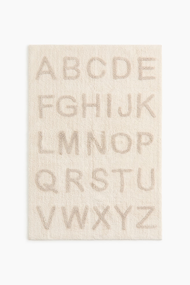 Tufted Cotton Rug - Beige/alphabet/Light beige/alphabet - 1