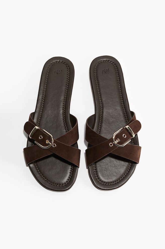 Crossover-Strap Sandals - Dark brown/Black/Burgundy/Beige/Cream - 1