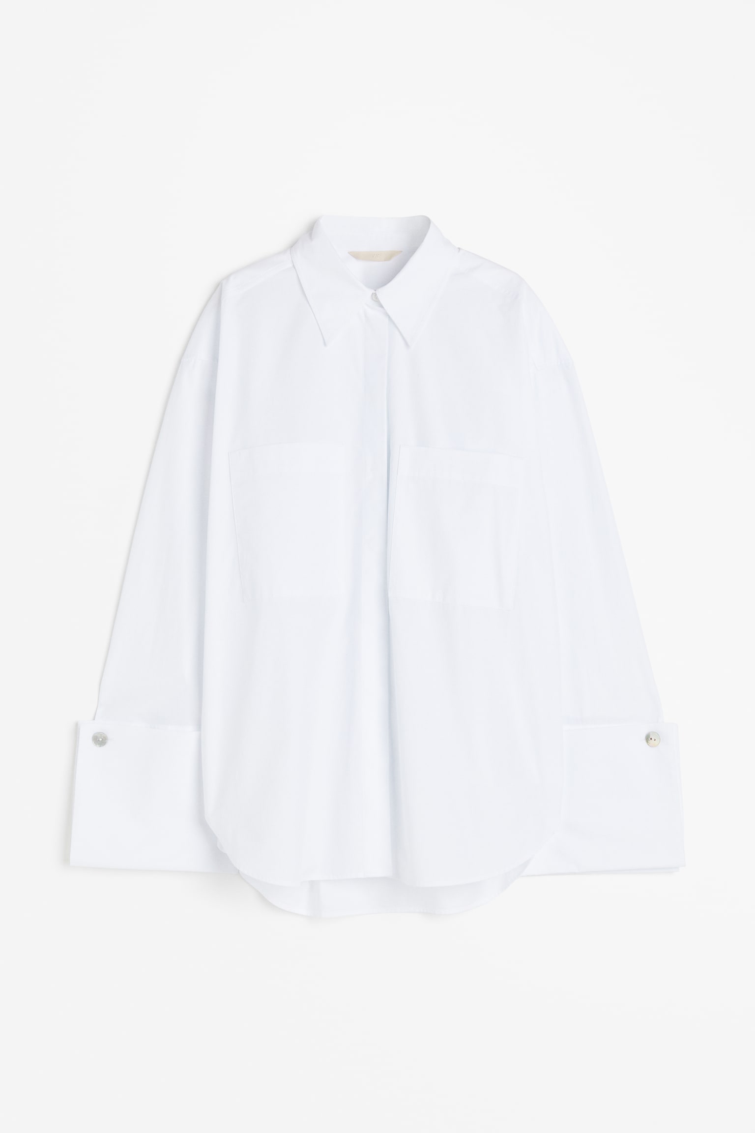 Oversized cotton shirt - White/Light blue/Striped - 1