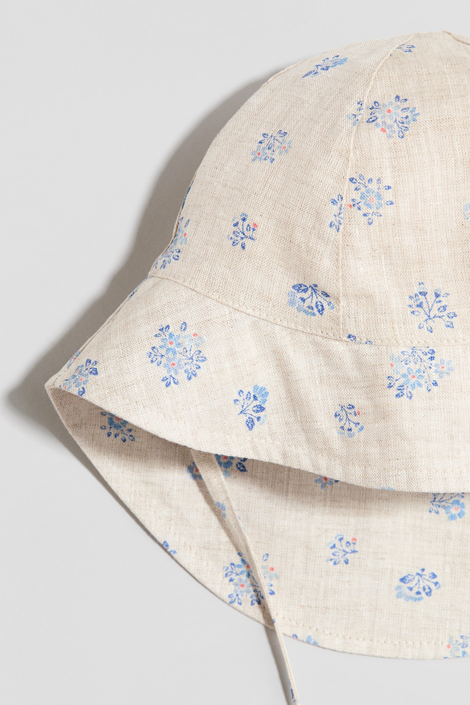 Linen sun hat - Light beige/Floral - 2