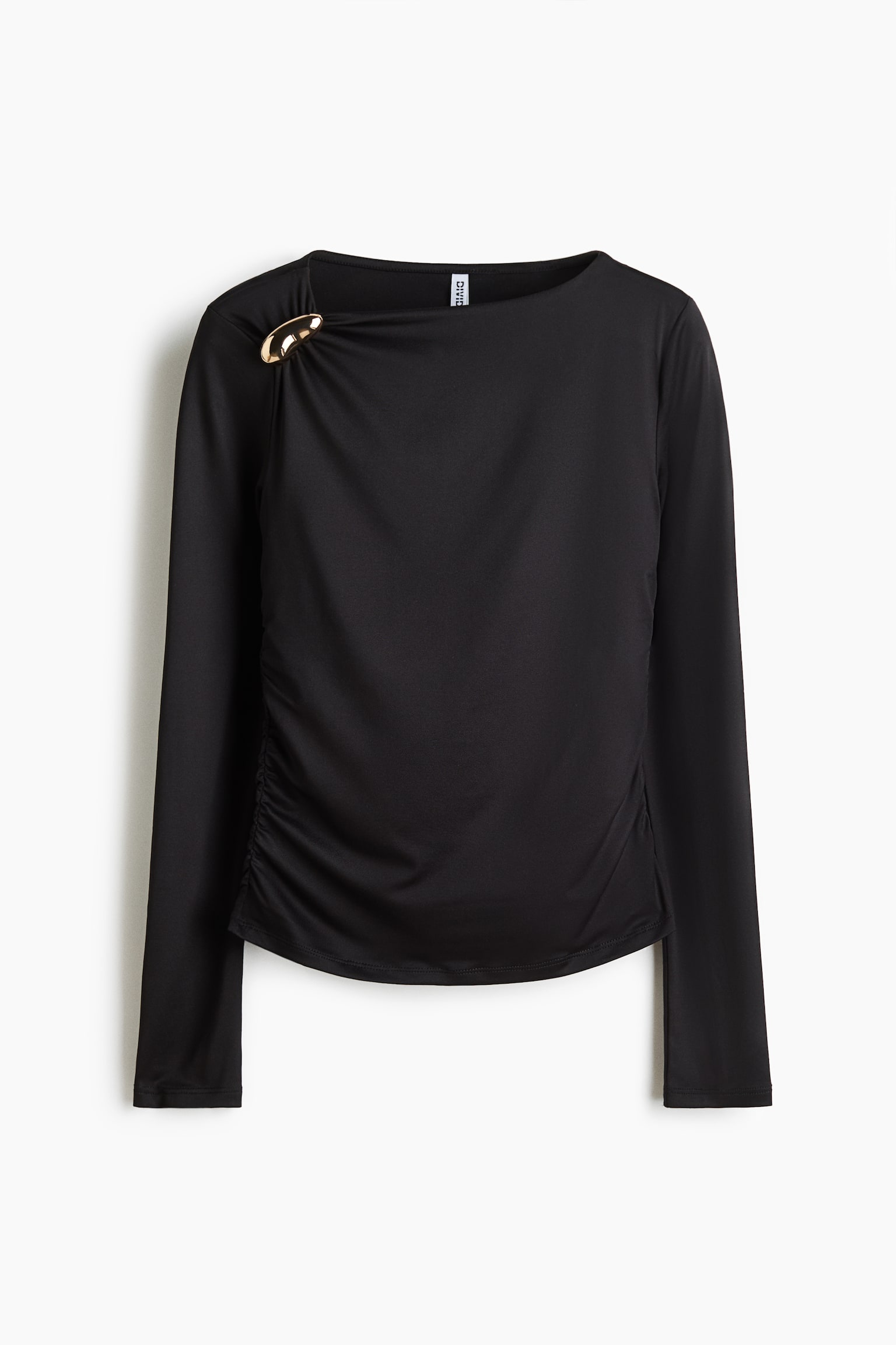 Asymmetric jersey top - Black/Brown/Beige - 2