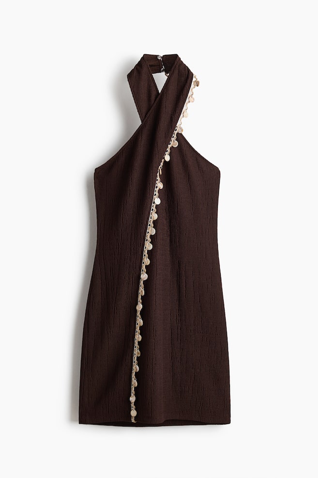 Embellished Halterneck Dress - Dark brown/Black - 1