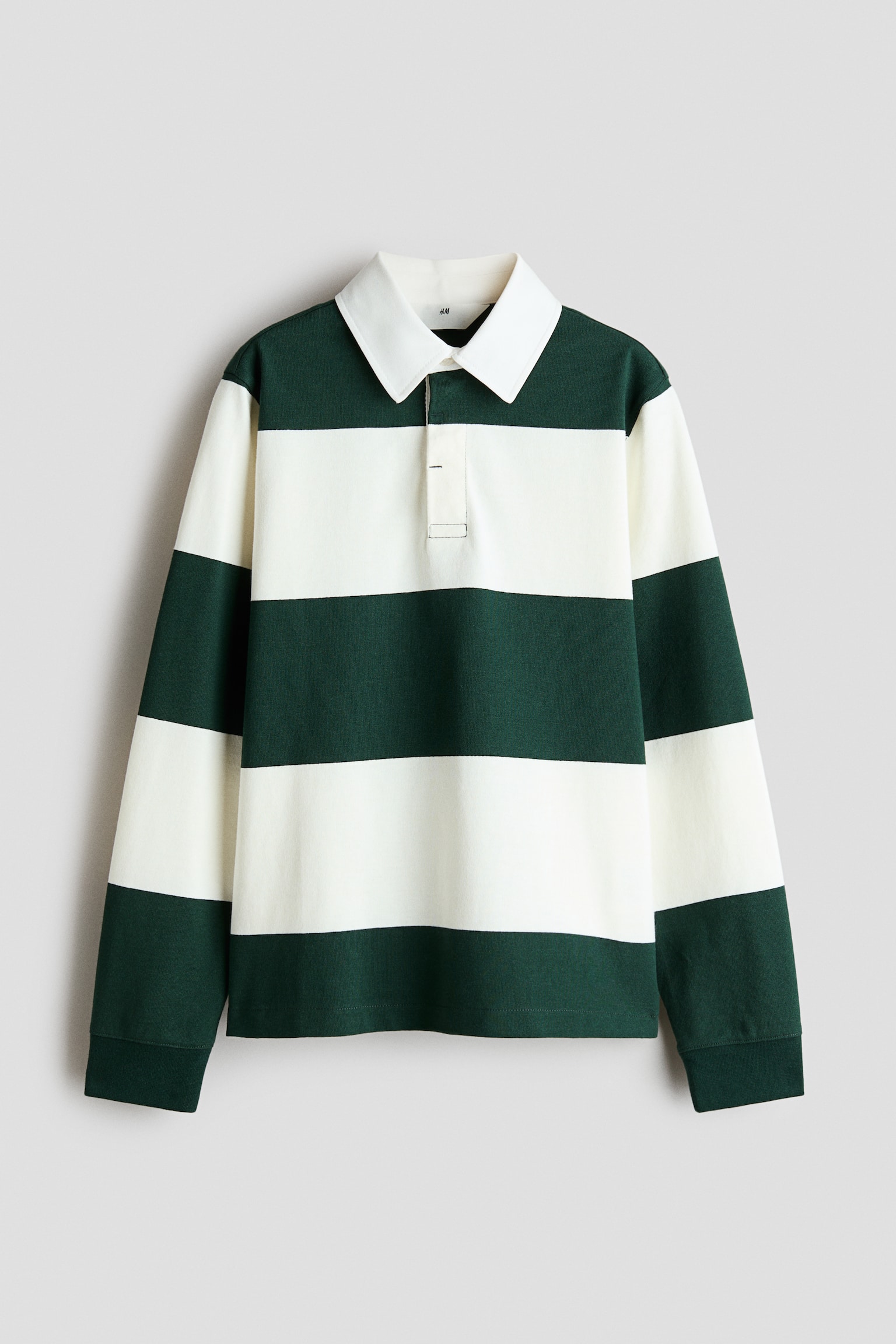 Cotton rugby shirt - Dark green/White