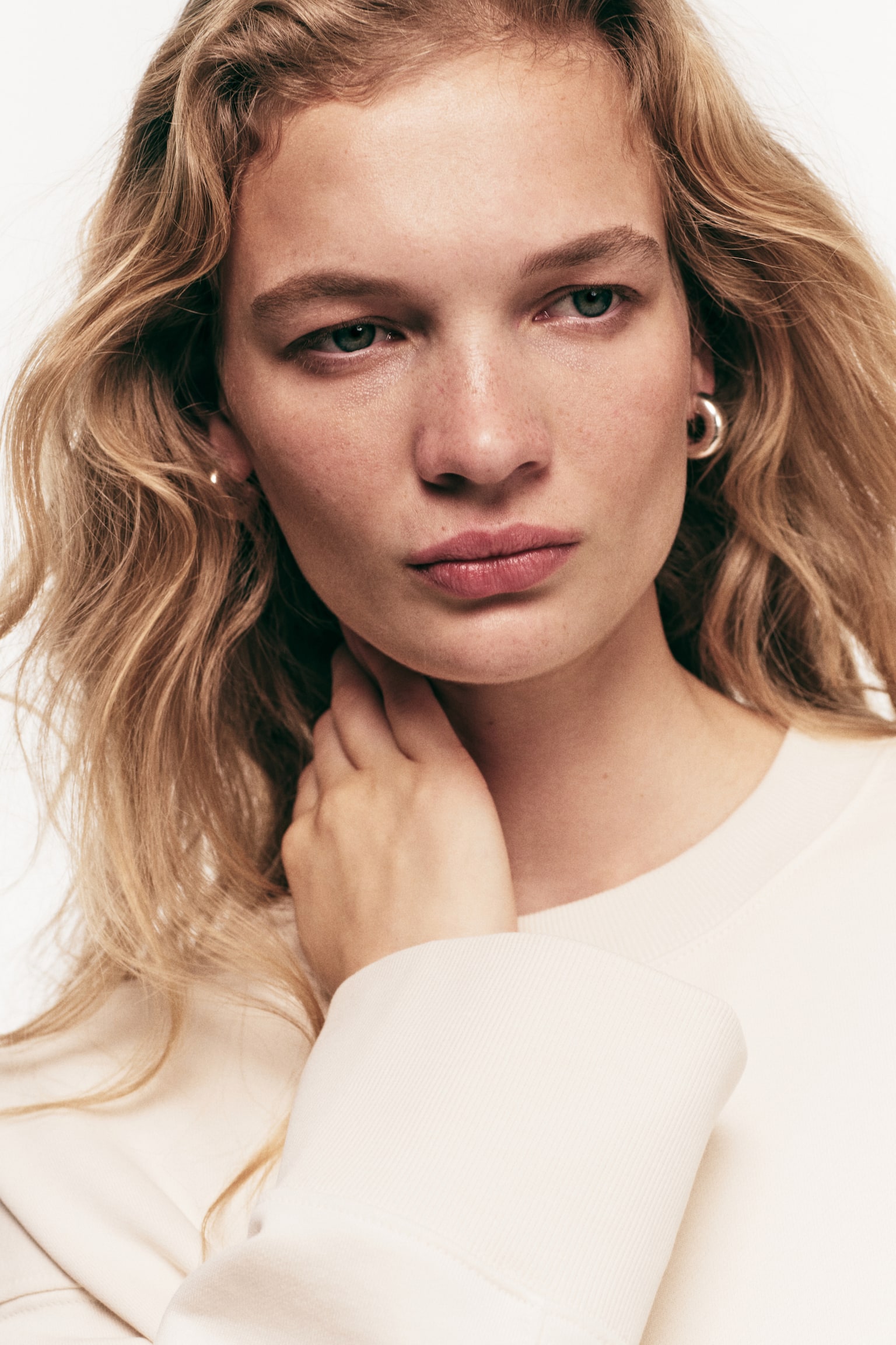 Oversized cotton sweatshirt - Light beige/Dark grey/Blue/Dark brown - 5