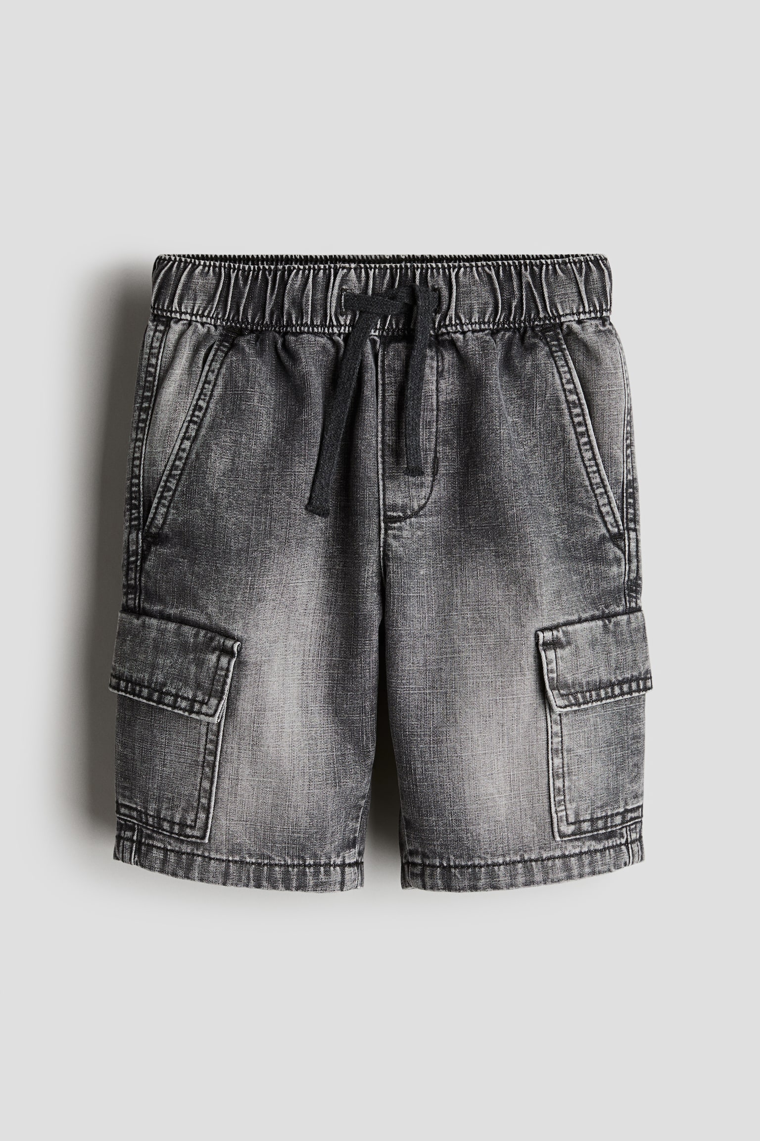 Denim cargo shorts - Dark grey denim - 1