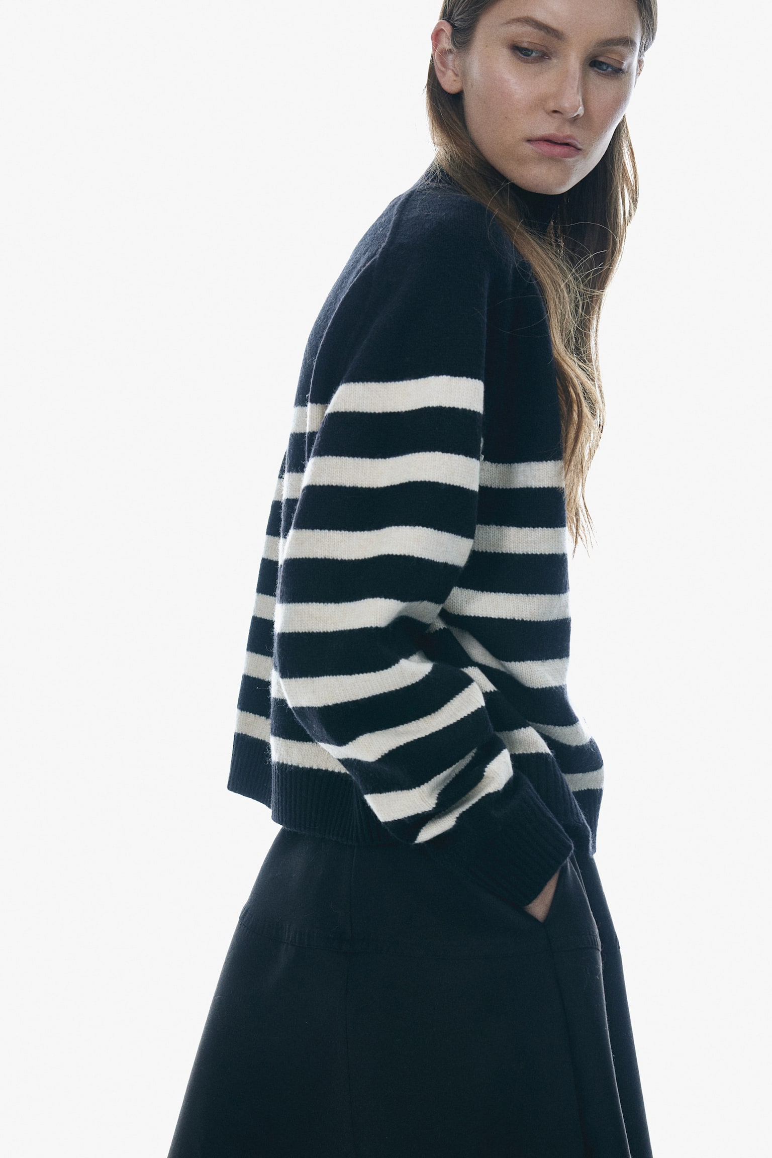 Turtleneck jumper - Black/Striped/Dark brown/Grey/Striped - 6