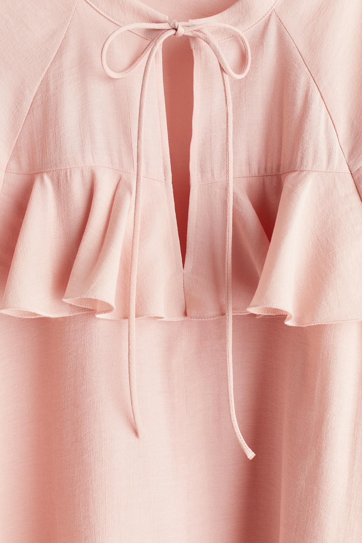 Flounced Blouse Powder Pink Ladies H M US flounced-blouse-powder-pink-ladies-h-m-us