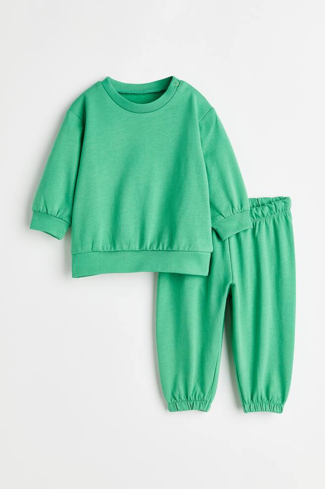 2-piece sweatshirt set - Green/Light beige/Turtles/Dark grey/Spotted/Light beige/Patterned