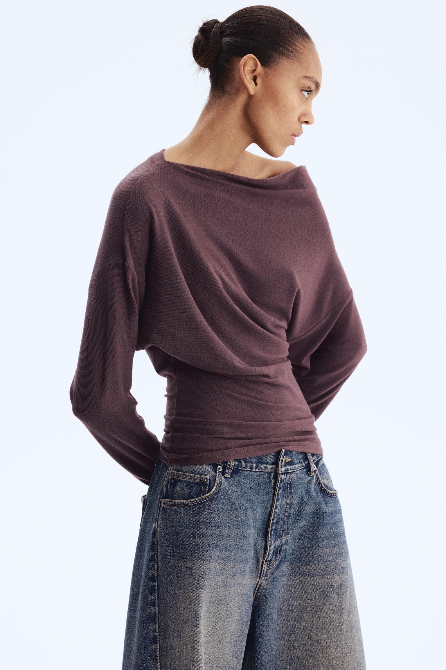 Top na jedno ramię - Ciemnobrązowy - 6