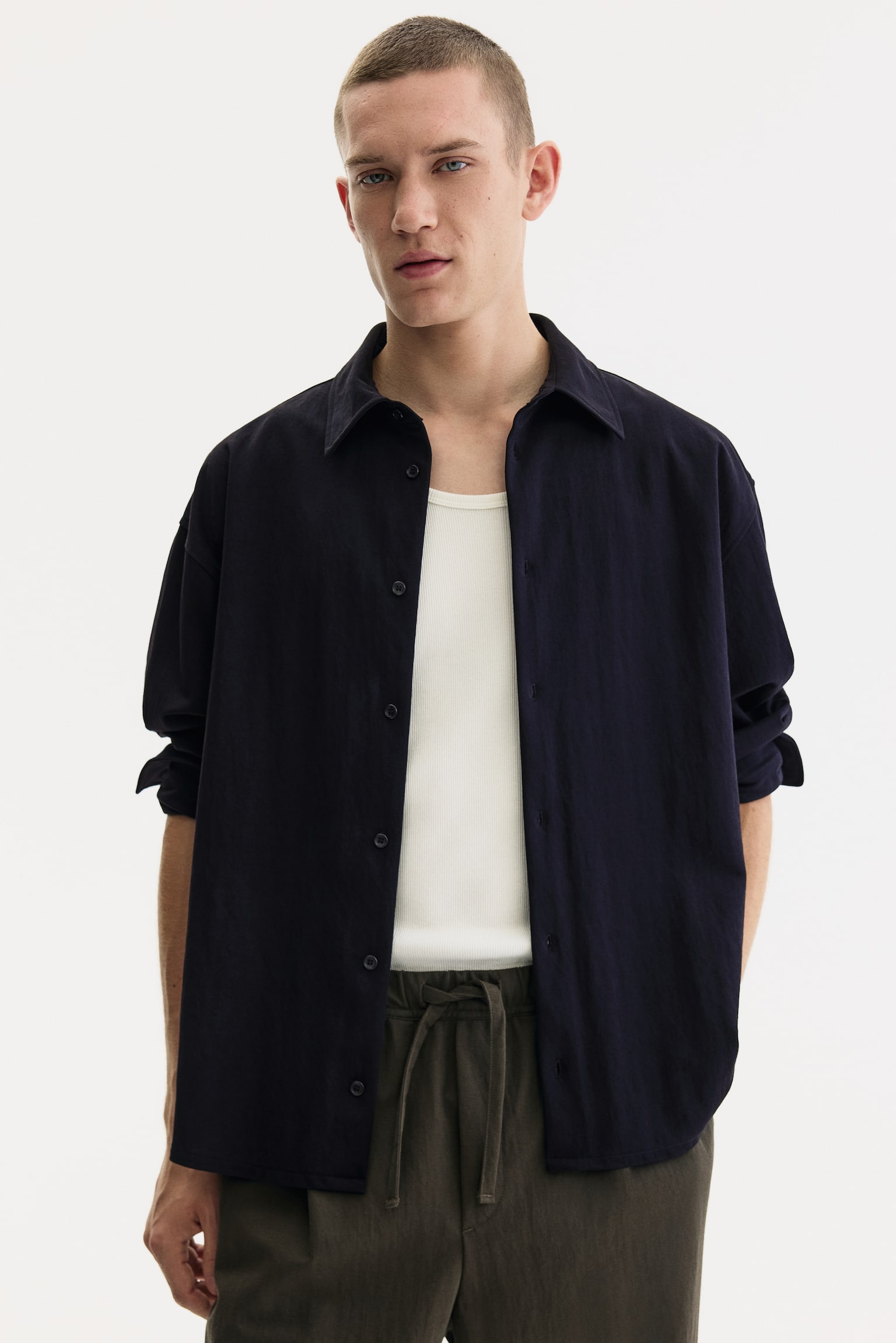 Loose Fit Shirt - Navy blue/Dark khaki green/Beige - 4