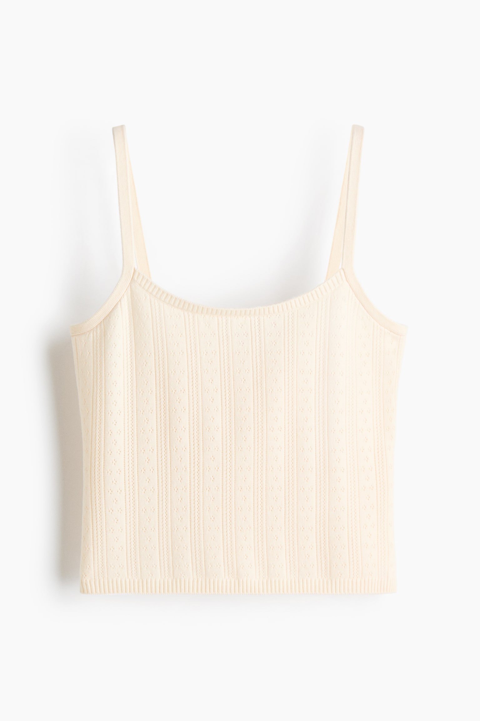 Pointelle-knit strappy top - Light beige - 2
