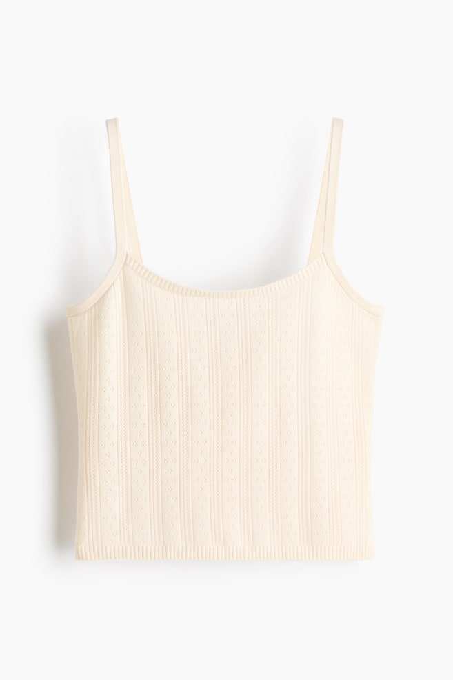 Top in maglia traforata di misto viscosa - Beige chiaro - 1