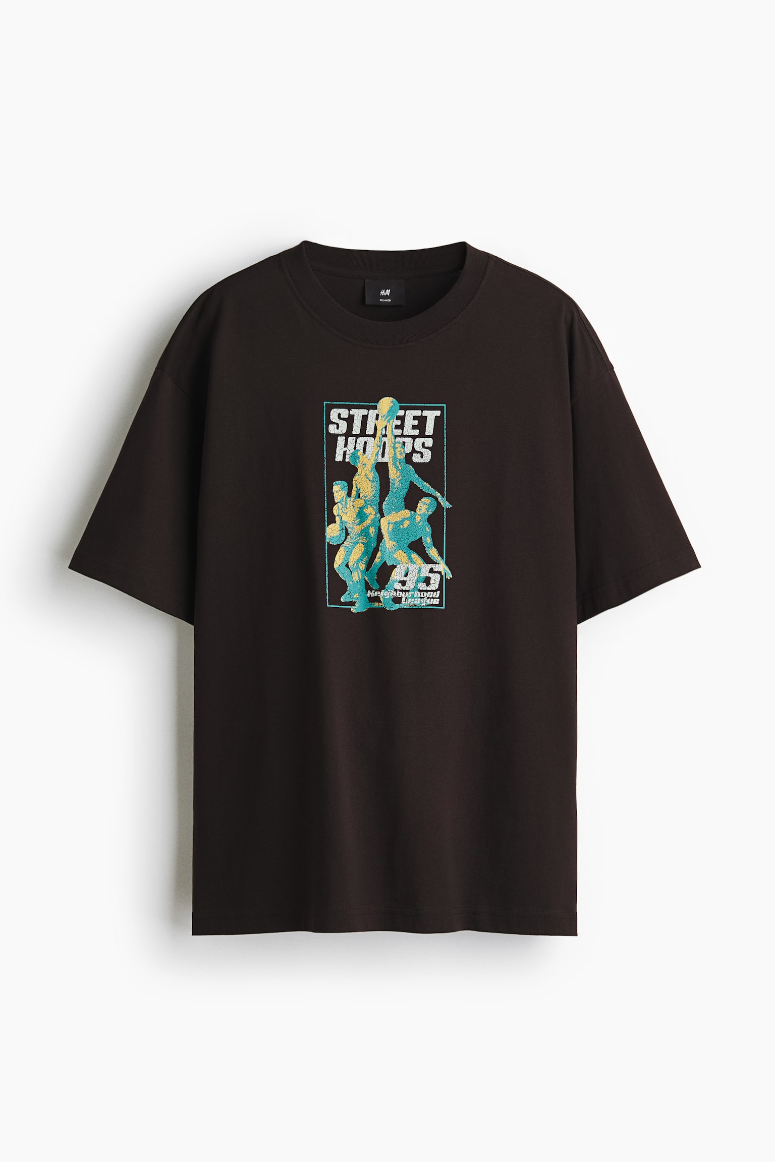 Loose Fit Printed T-shirt - Brown/Street Hoops/Turquoise/Emotional Currents/White/Next Level Ready/Light blue/Le Club Bleu/White/Pasta/Black/Lost Time/White/Greek Sardines/Light blue/Wickford Hills/Light blue/Vignaud/Brown/Adapt/White/beach/Light blue/Wasted Potential/Blue/Still Water - 2