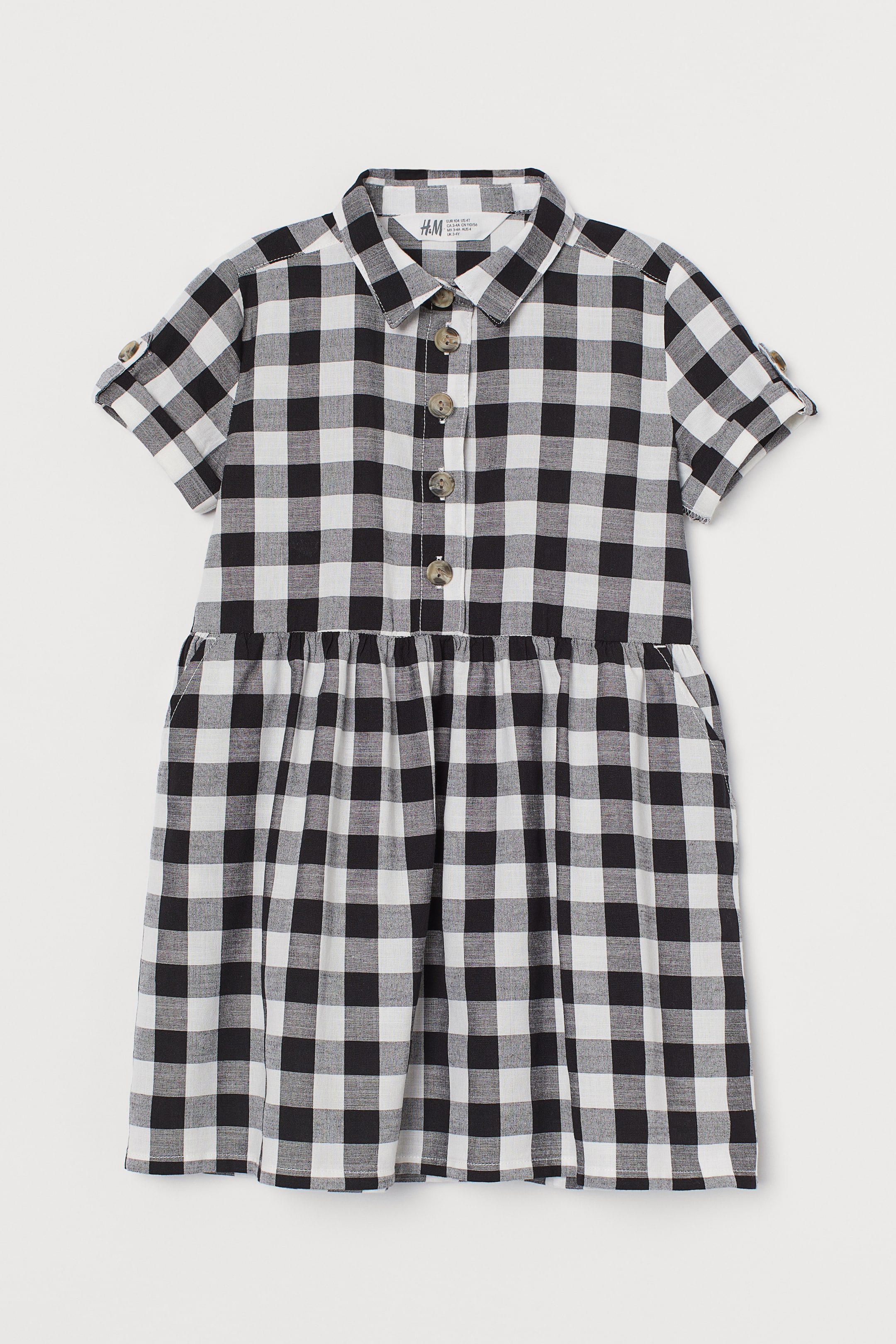 Utility dress - Short sleeve - Knee length - Black/Gingham checked ...