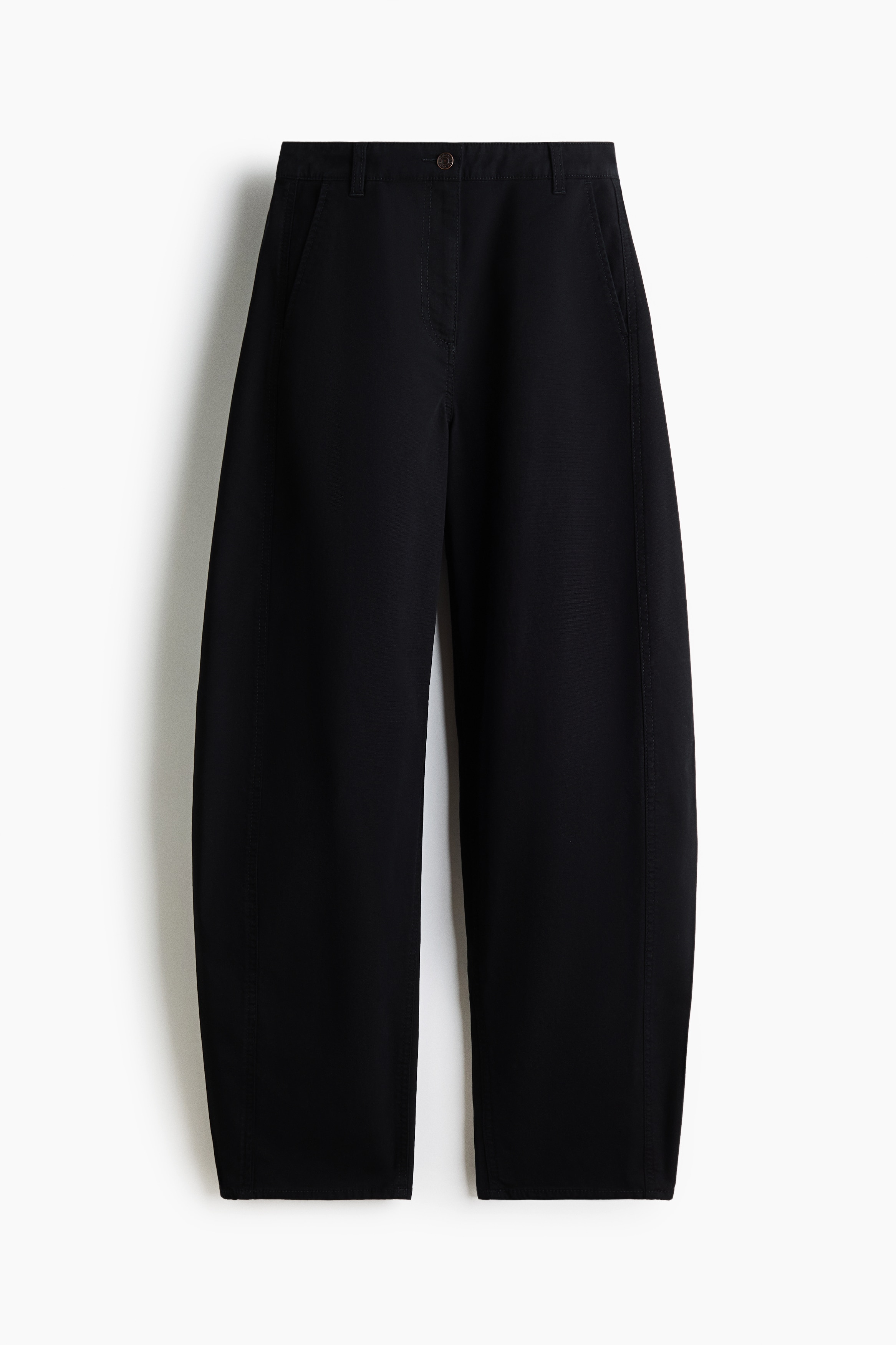 Cotton barrel trousers - Black/Dark brown