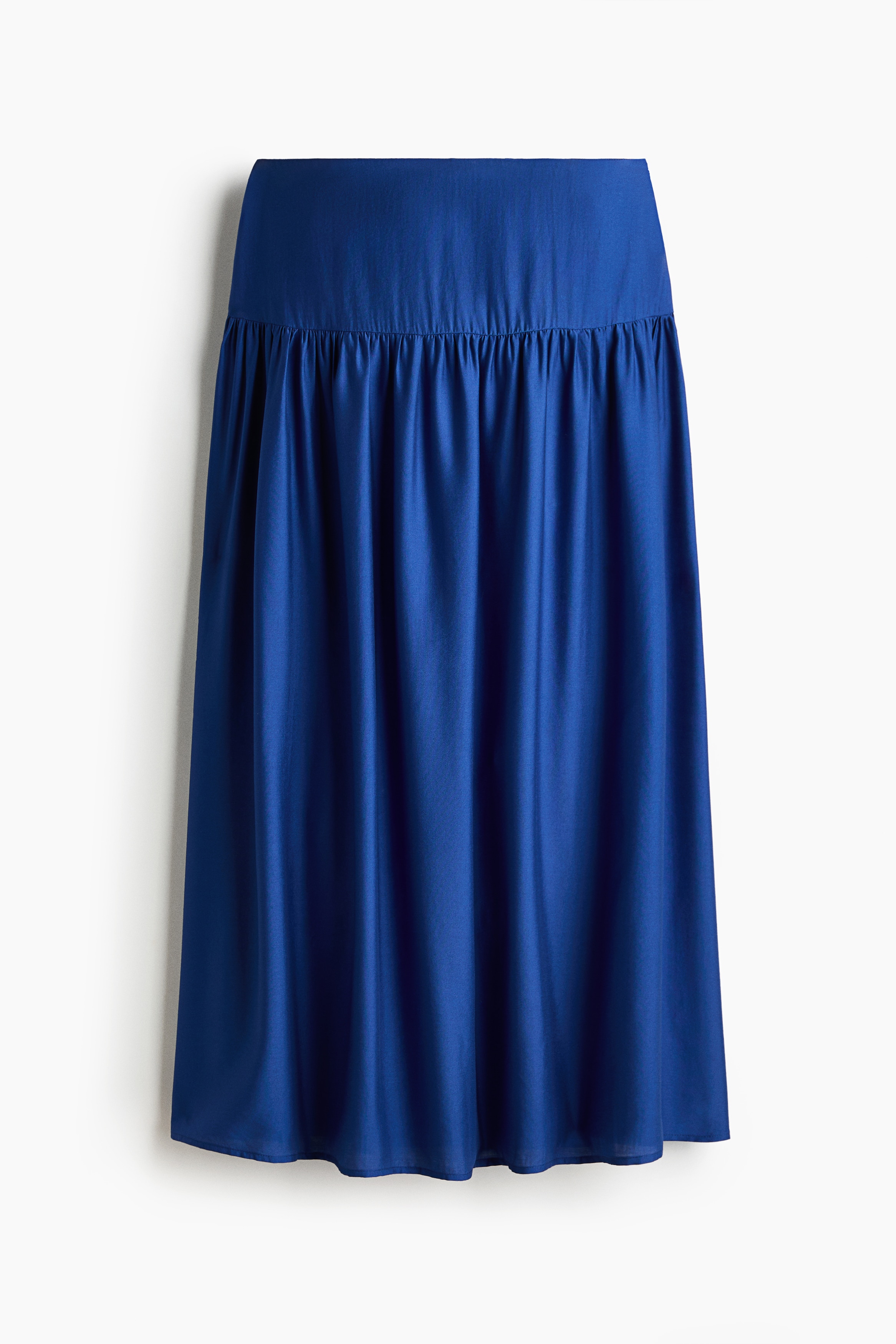 Gathered midi skirt - Dark blue/Beige/Striped