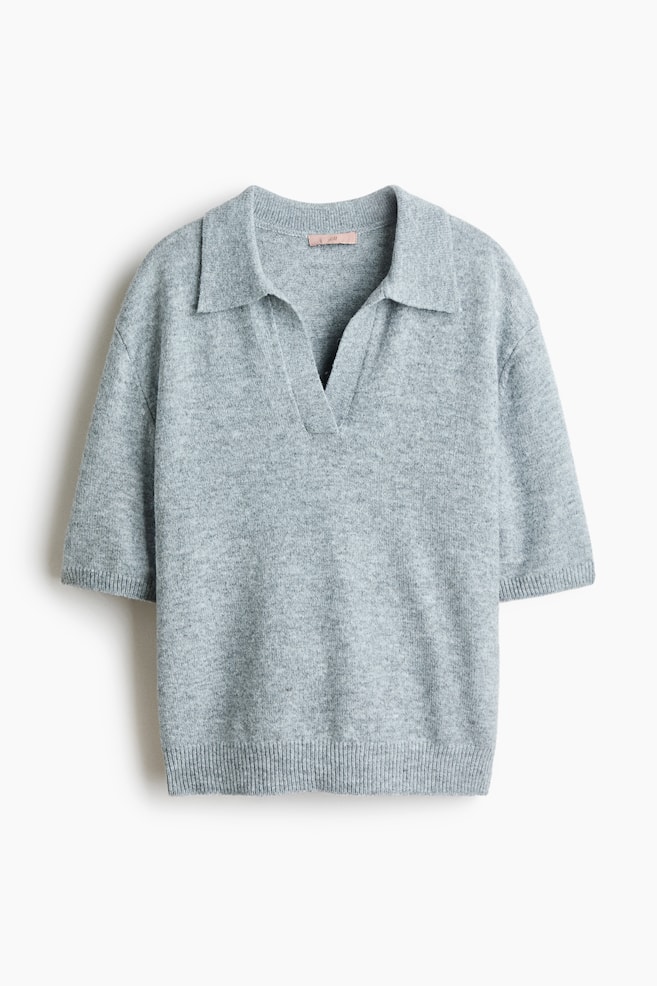Short-Sleeved Polo Shirt - Gray melange - 1
