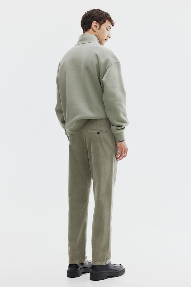 Regular Fit Corduroy trousers - Sage green/Black/Cream - 3
