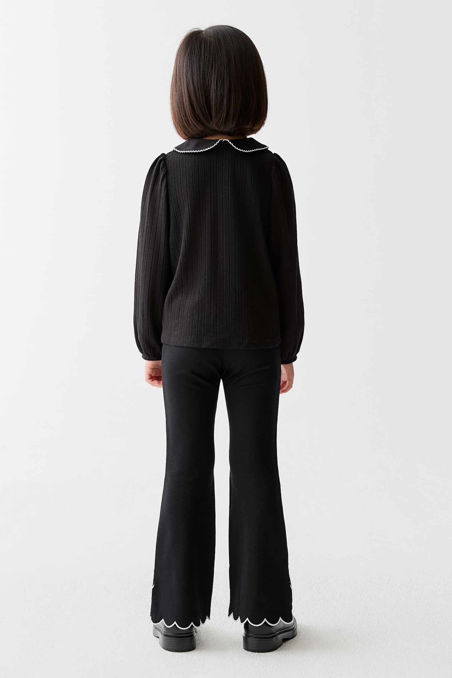 ポインテルニットブラウス - ブラック/ホワイト - 6