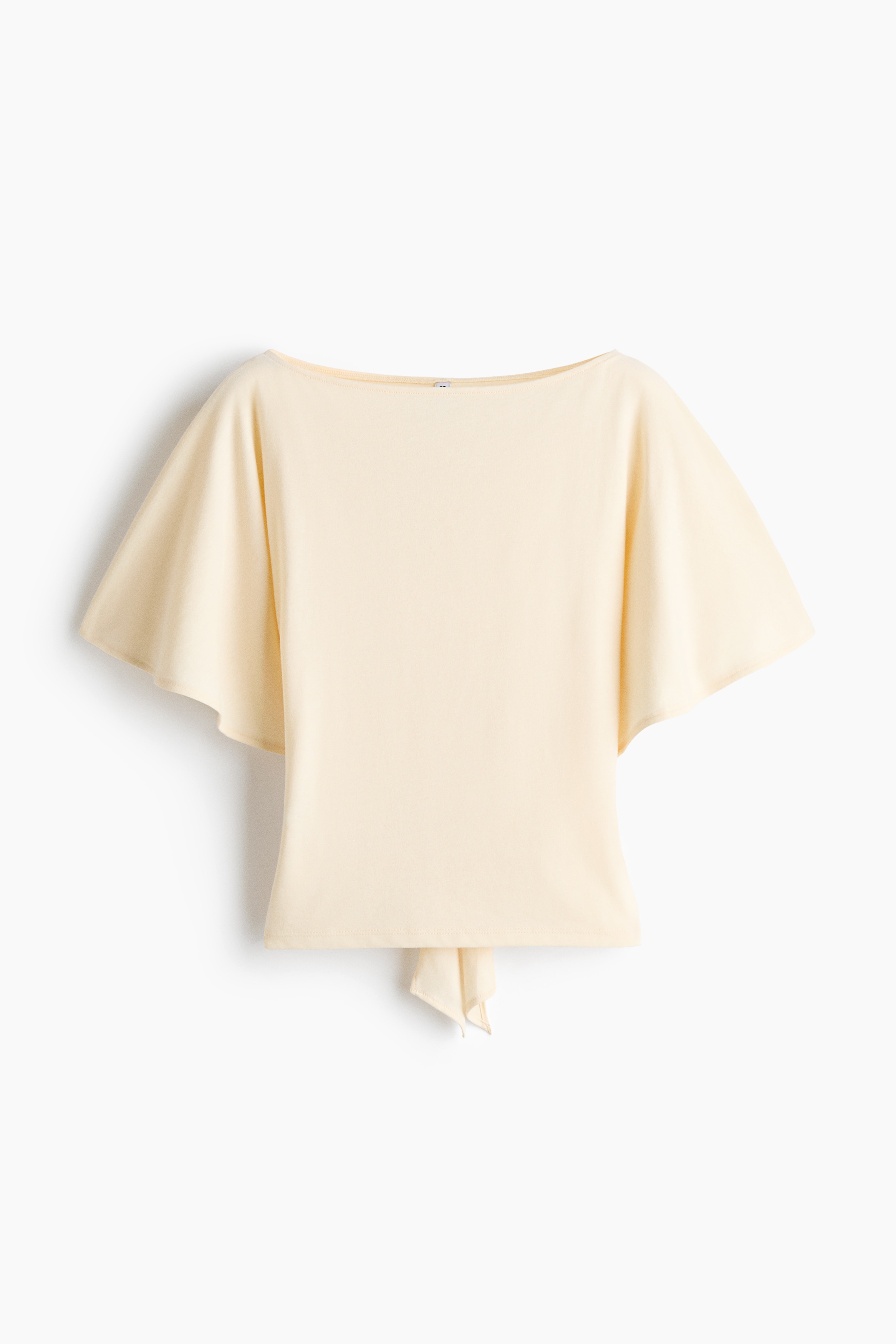 Tie-Back Boat-Neck Top - Light yellow/Dark brown