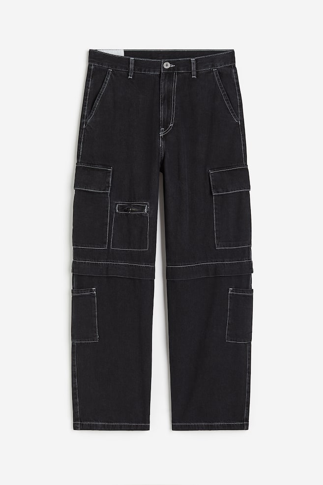 Loose Fit Cargo trousers - Black/Denim blue - 2