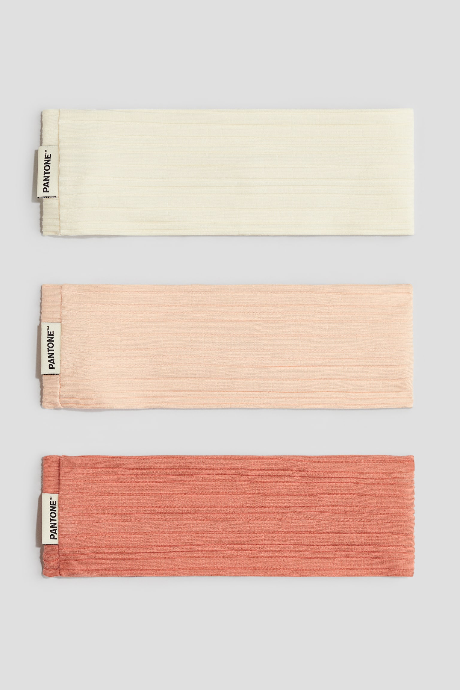 3-pack ribbed hairbands - Peach/Cream - 1