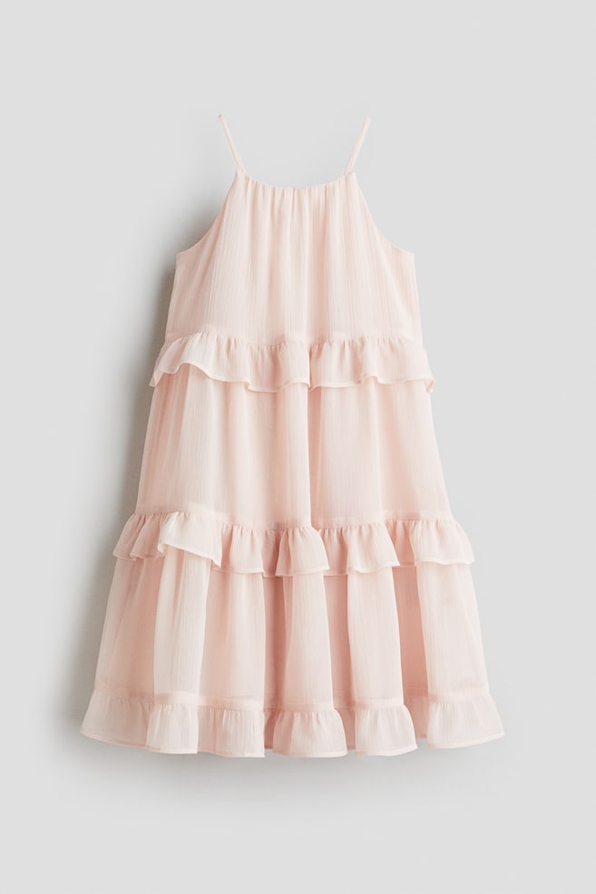 Robe volantée à bretelles fines - Rose poudré/Blanc/fleuri - 1