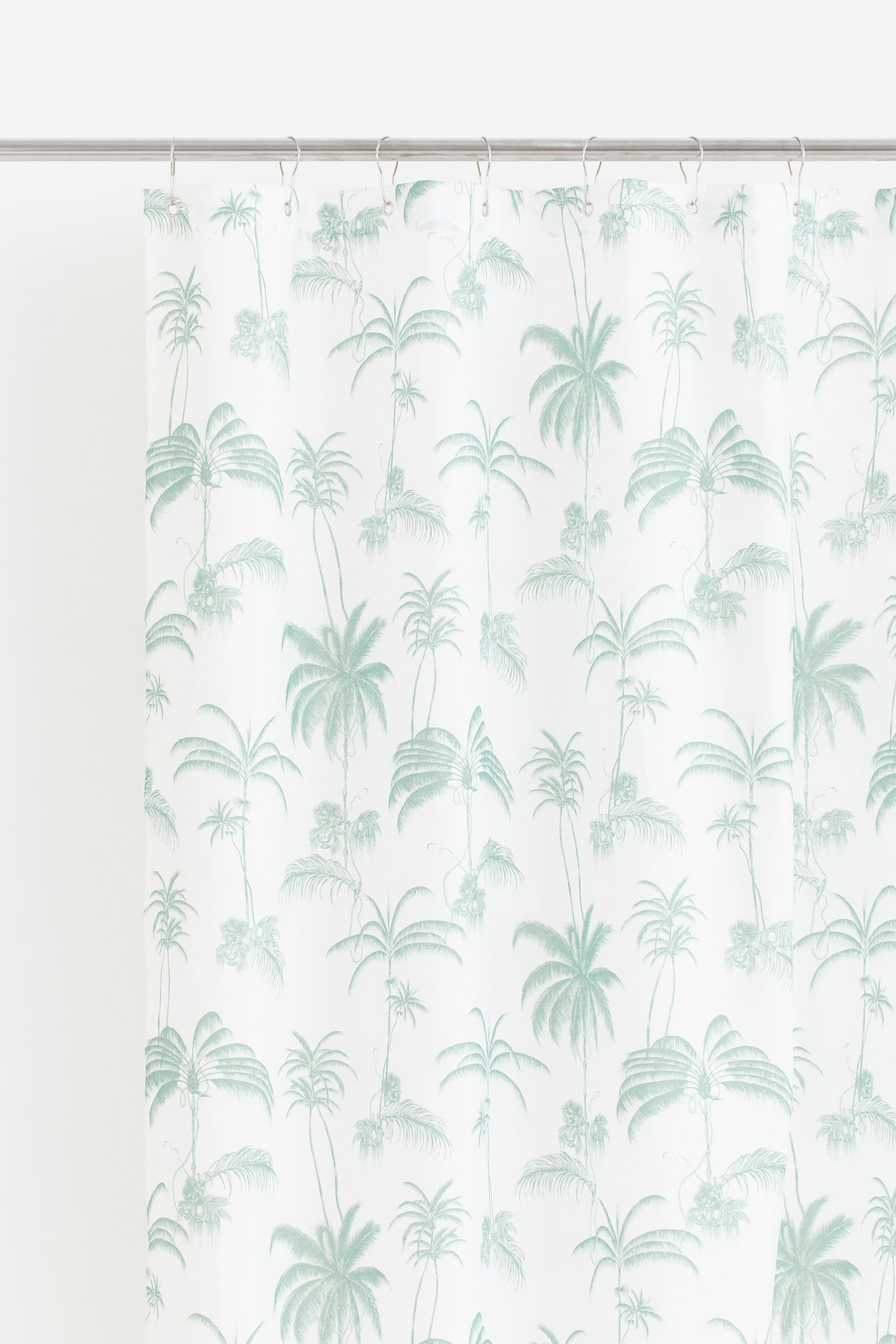 Printed shower curtain - Light green/Palm trees/Rust red/Palm trees - 1