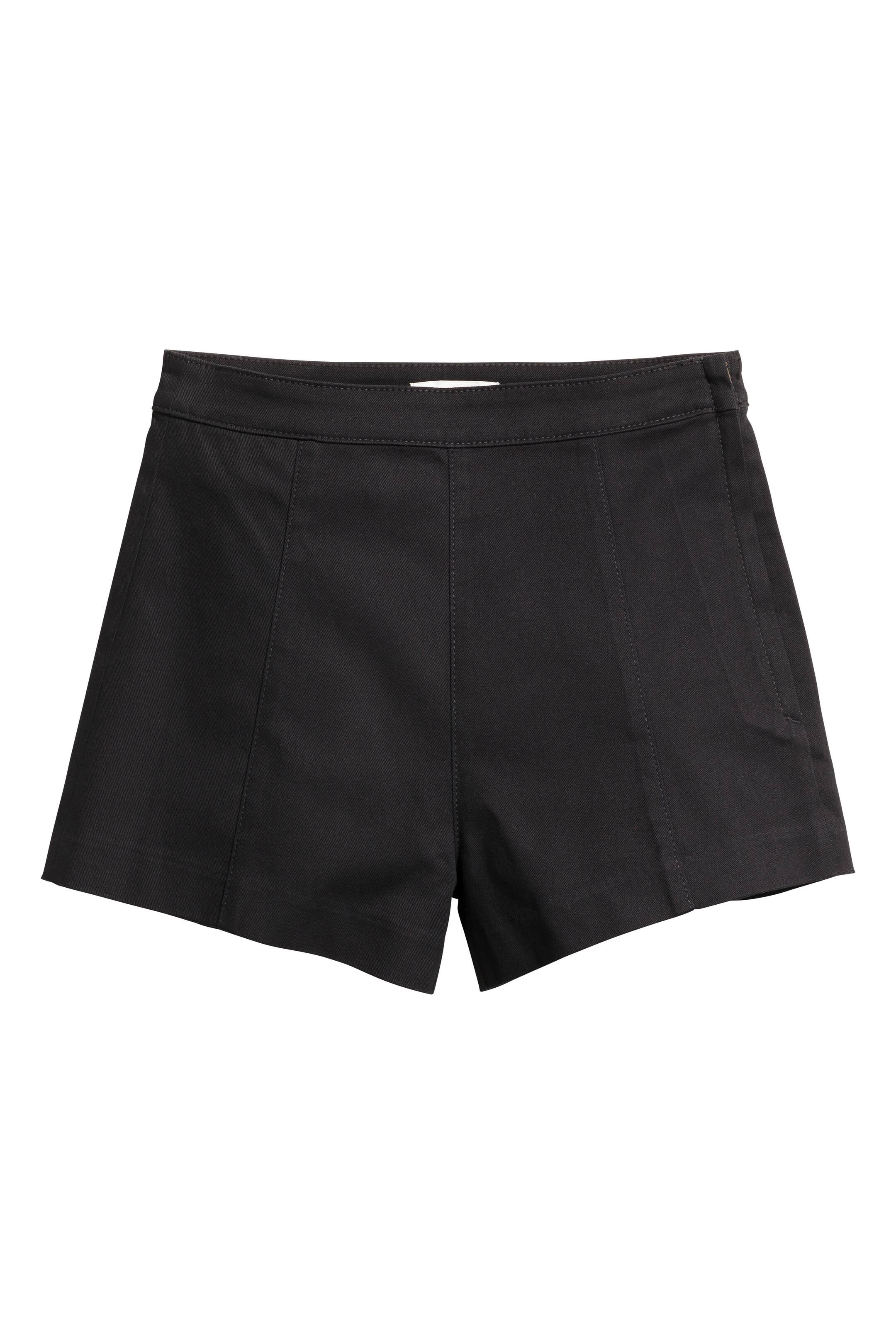 Zobacz większy obraz: Krótkie szorty z diagonalu - Czarny - ONA | H&M PL 1