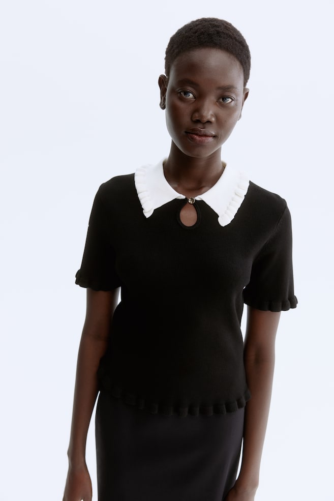Collared top-Black/White - 4