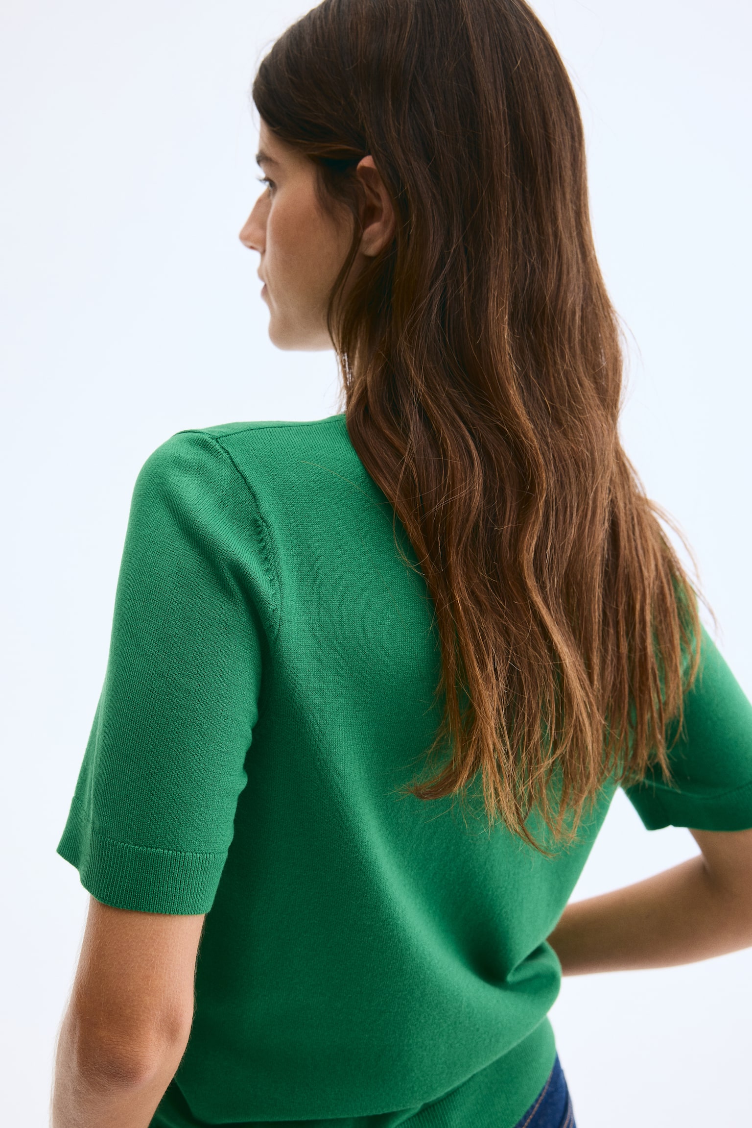 Áo dệt kim mịn - Màu xanh lá/Màu hồng nhạt - 4