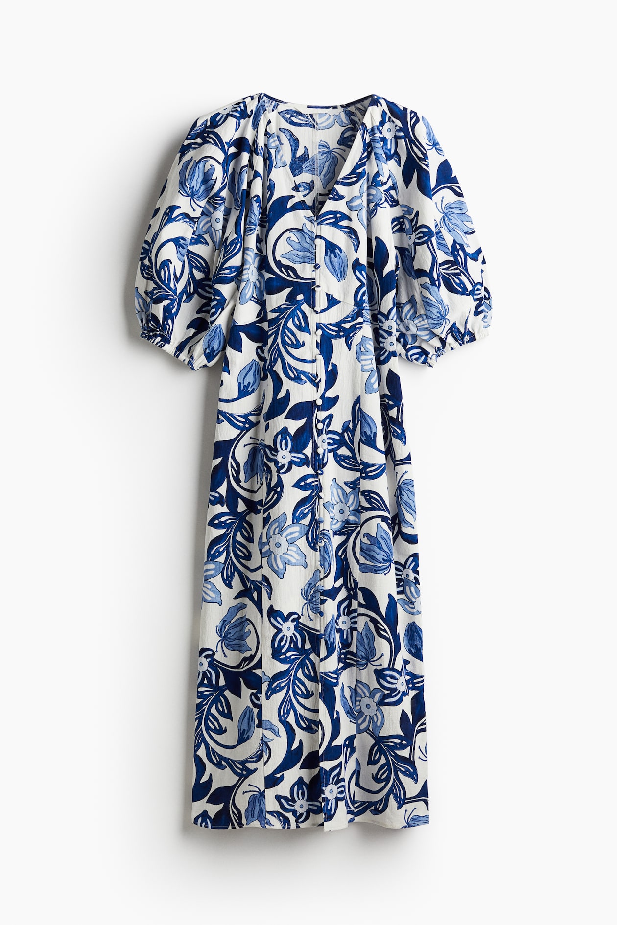 Robe à boutons Blanc/bleu/fleuri FEMME H&M BE