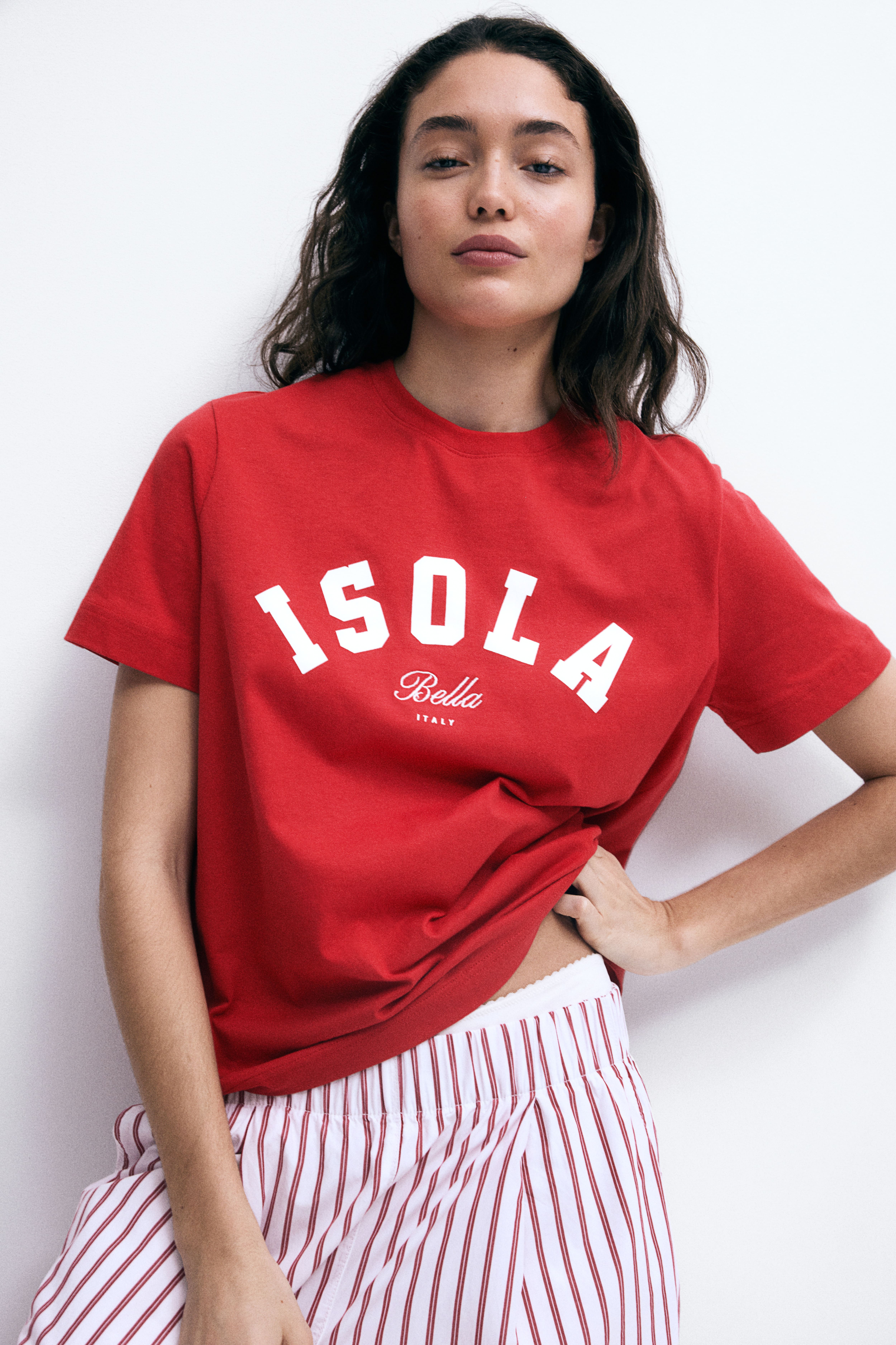 Printed T shirt Red Isola Bella Ladies H M US