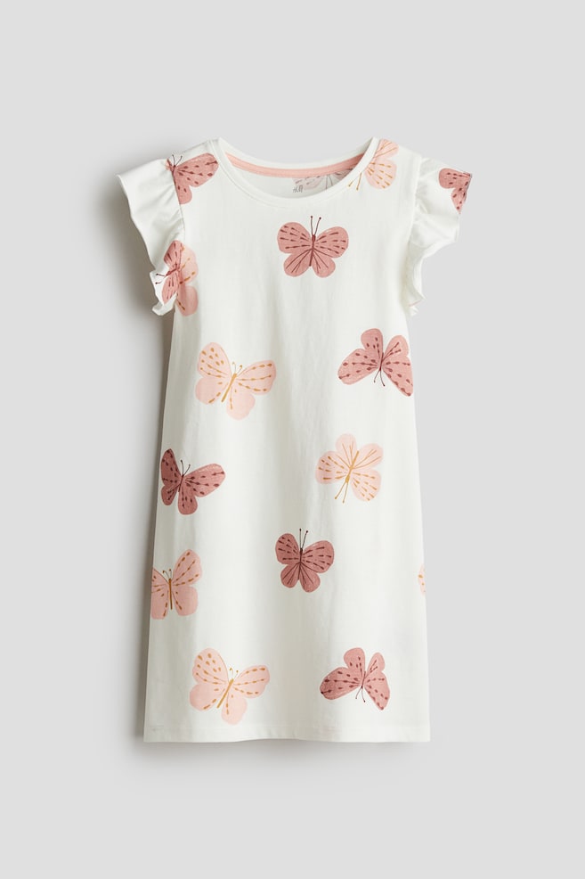 Chemise de nuit en jersey imprimé - Crème/papillons - 1