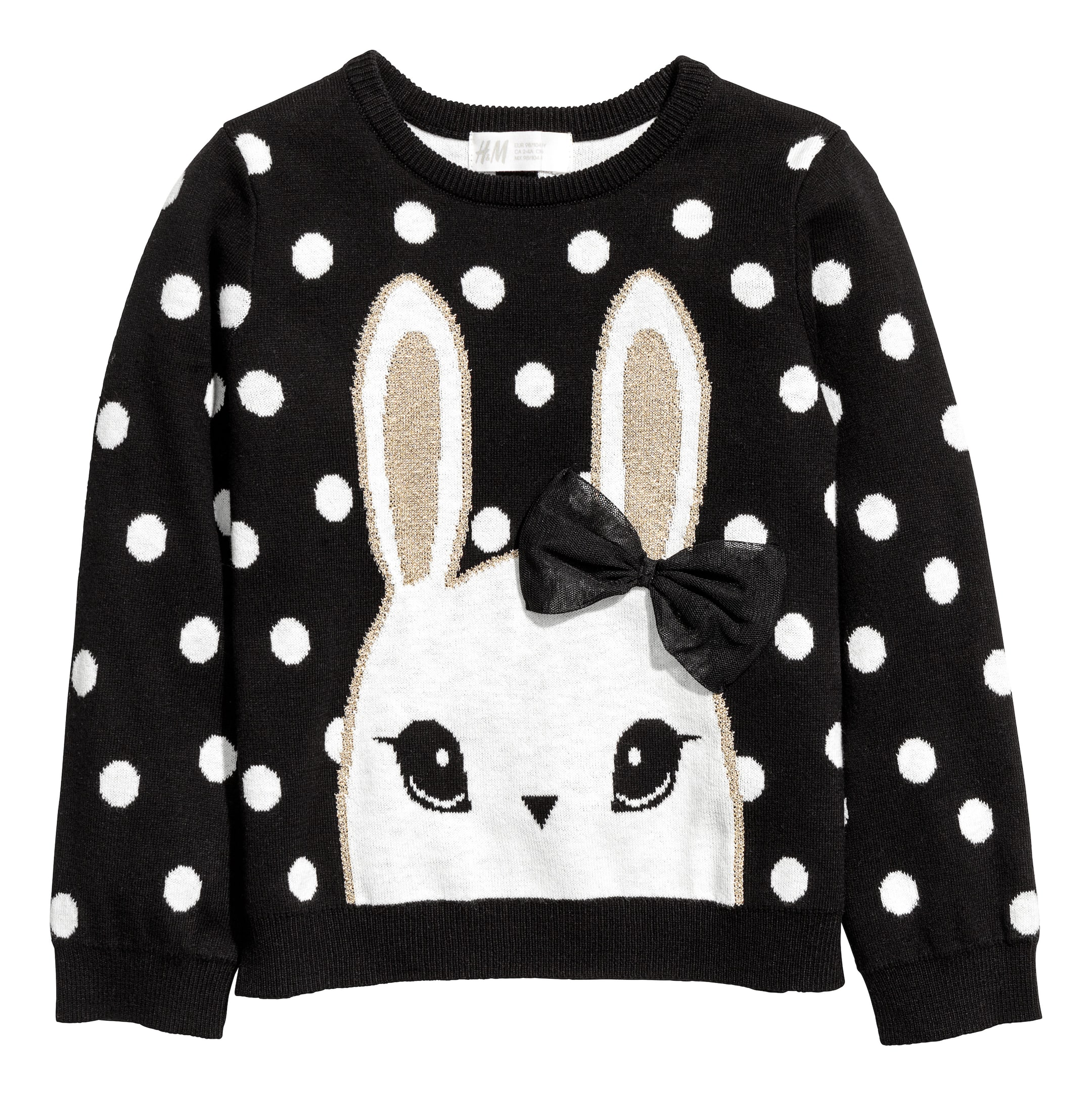 View larger image: Jacquard-knit jumper - Black/Rabbit - Kids | H&M GB 1