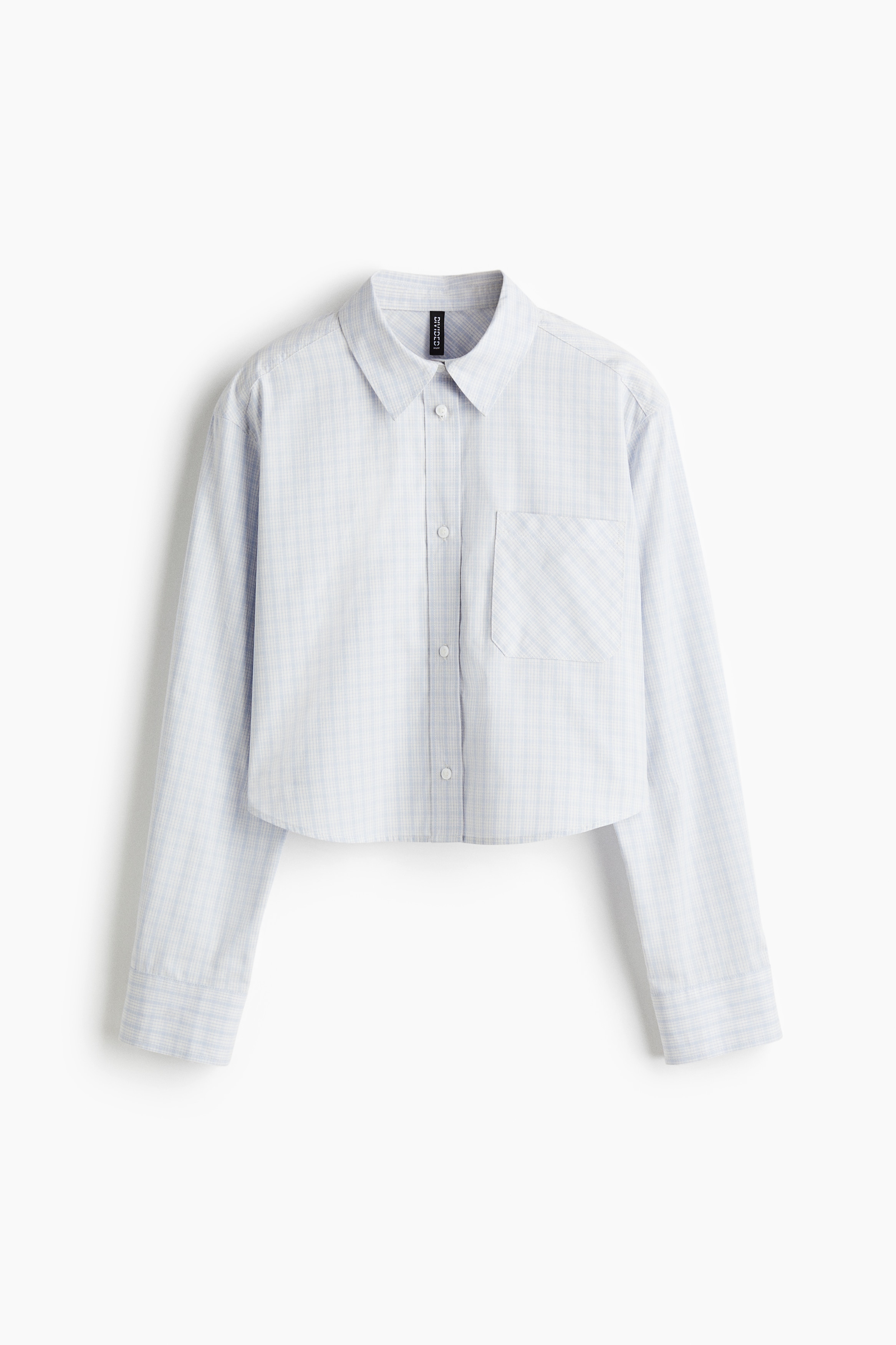 Cropped cotton shirt - Light blue/Checked/Light blue/Checked/Light blue/White/Blue/Striped