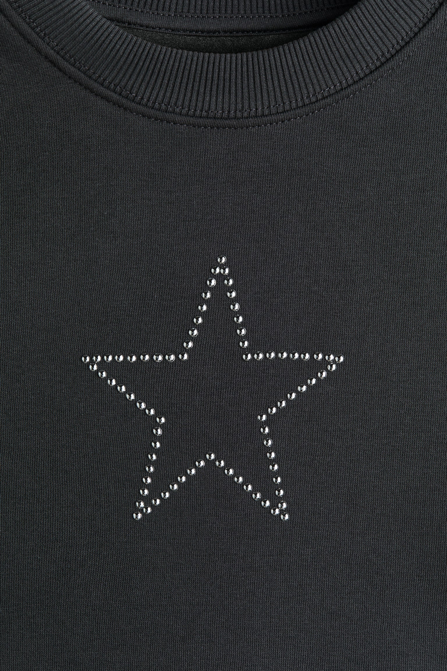 Sweatshirt med motiver - Vasket sort/Stjerne/Hvid/Sløjfer - 2