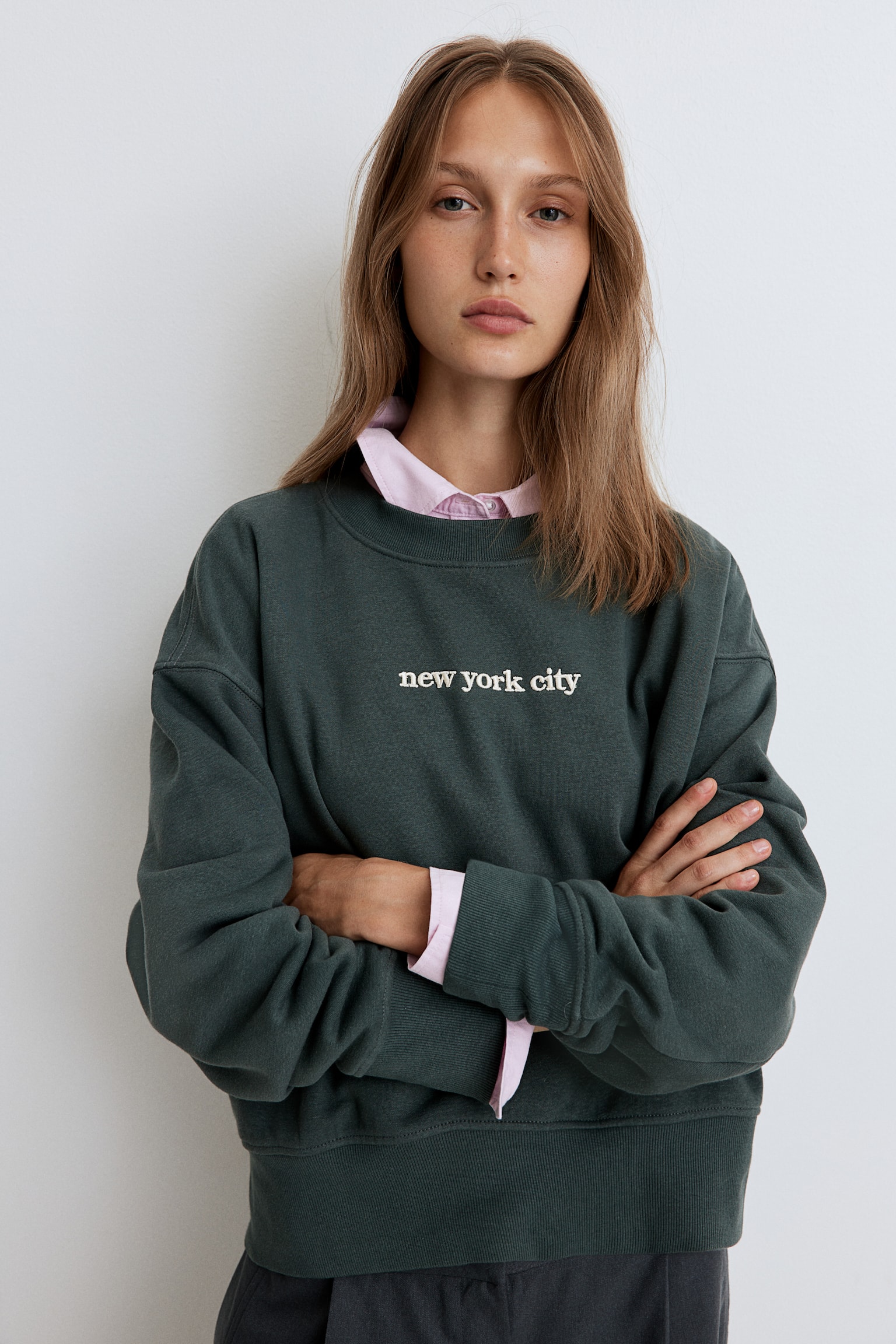 Text-motif sweatshirt - Dark teal/White/Paris - 4